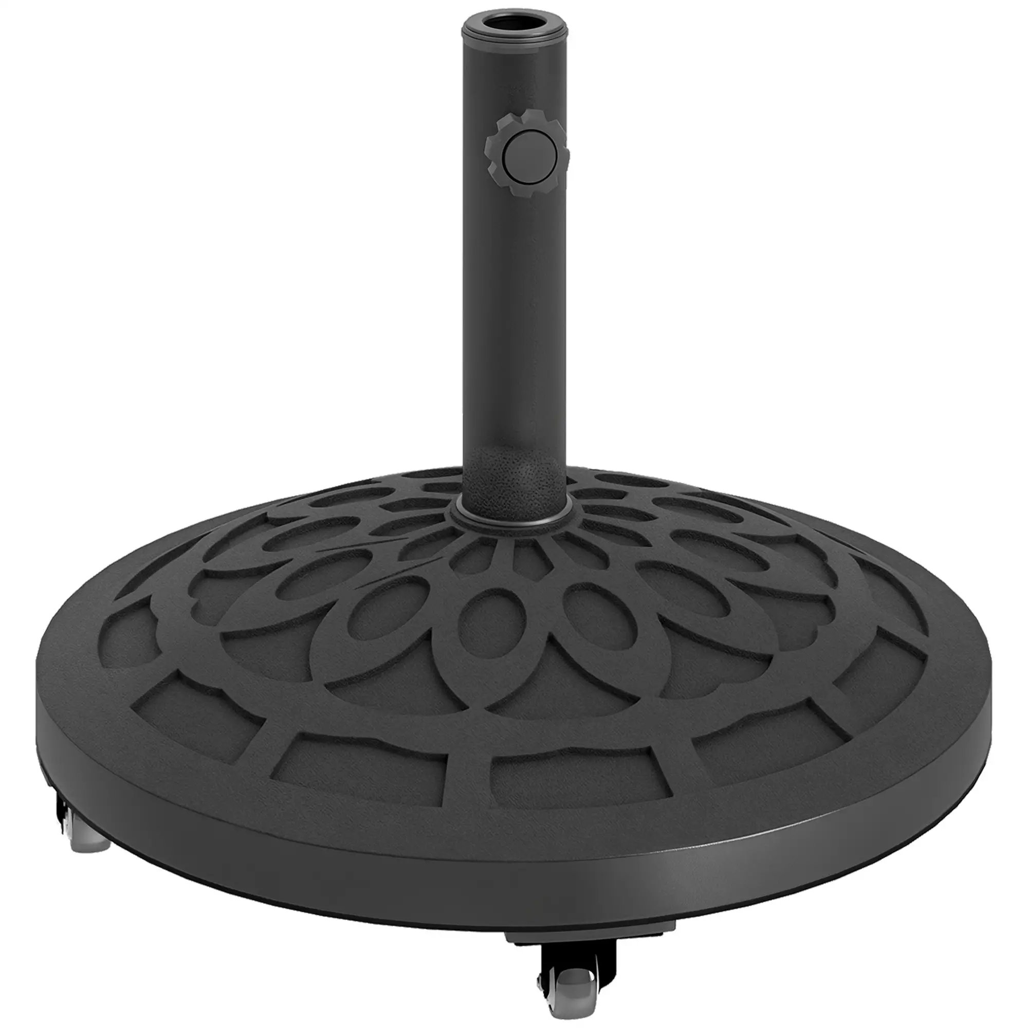 46lbs Resin Round Patio Umbrella Base With Wheels, Black - Image 11