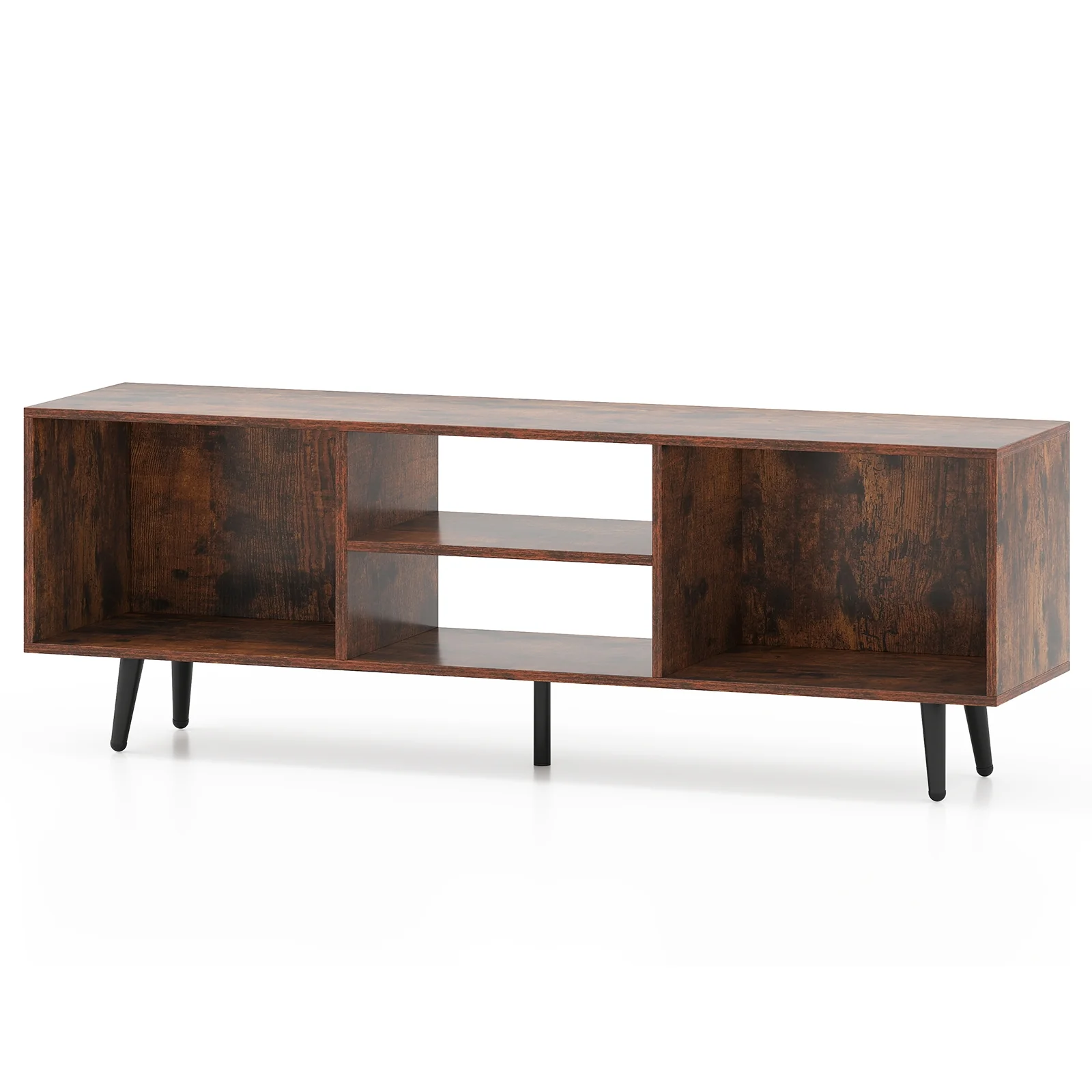 47.5 Inch TV Stand For 55-Inch TV, Metal Legs, Rustic Brown - Image 4