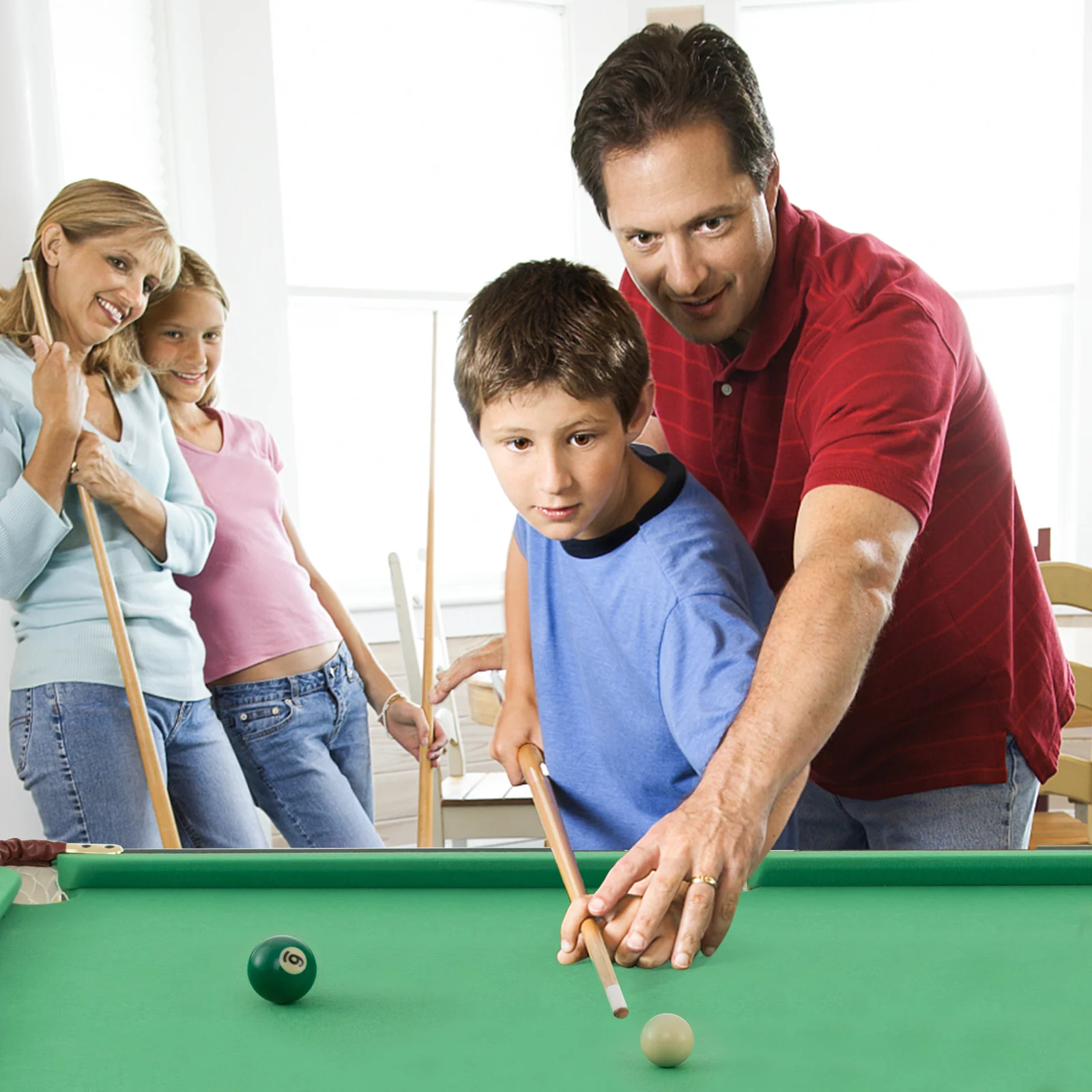 47 Inch Folding Billiard Table, With Cues And Brush Chalk, Green - Image 3