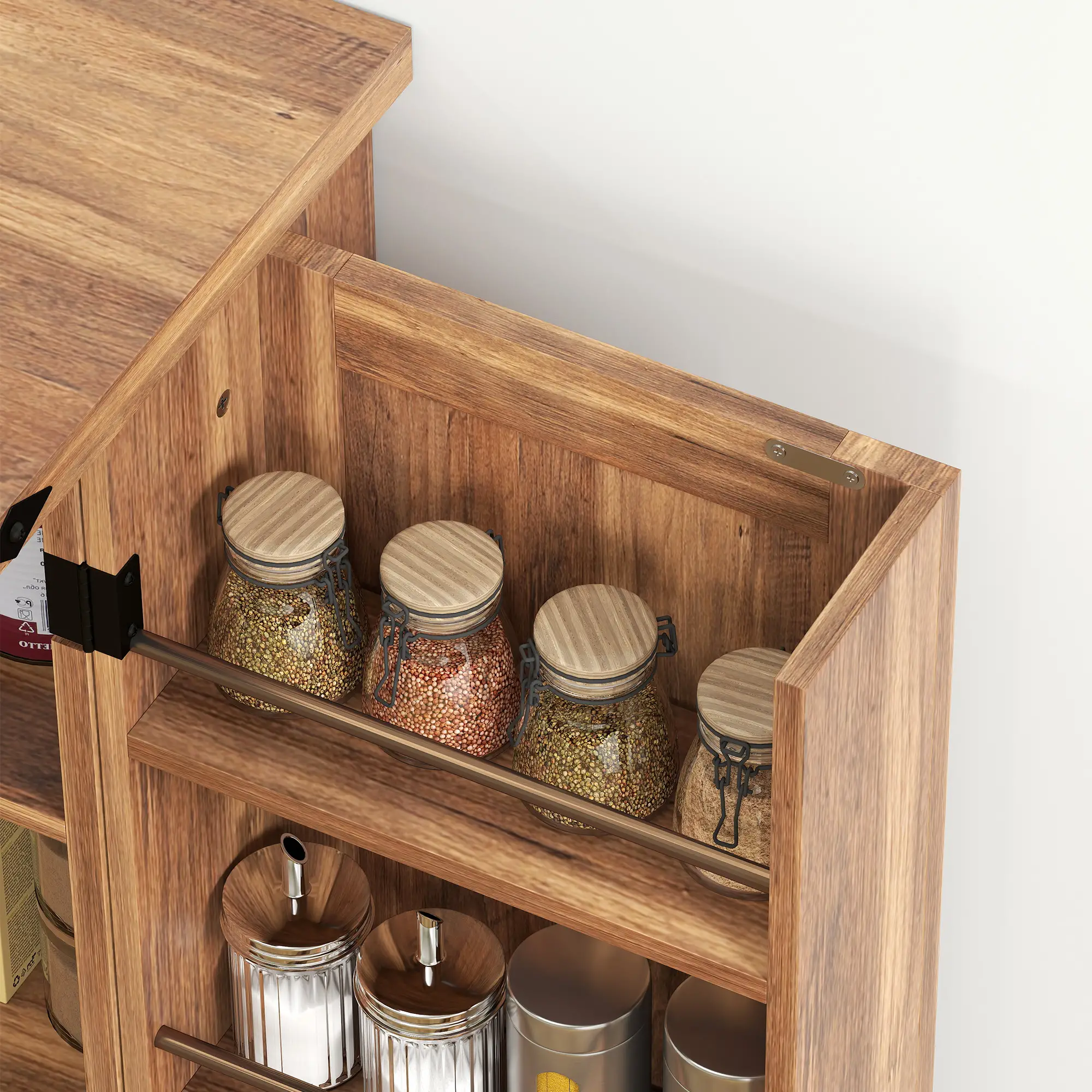 47 Inch Kitchen Pantry Cabinet, Adjustable Shelves, Brown - Image 10