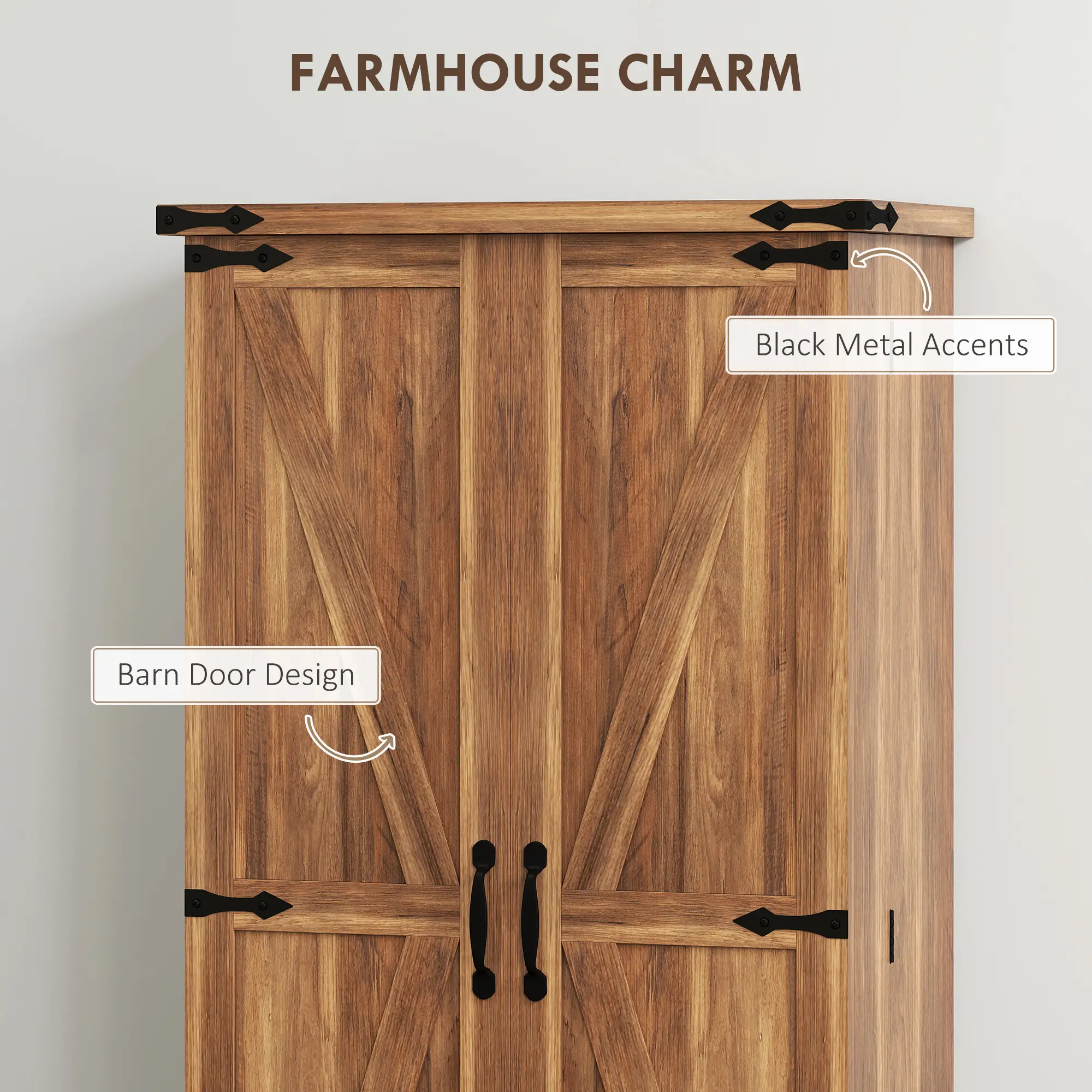 47 Inch Kitchen Pantry Cabinet, Adjustable Shelves, Brown - Image 4