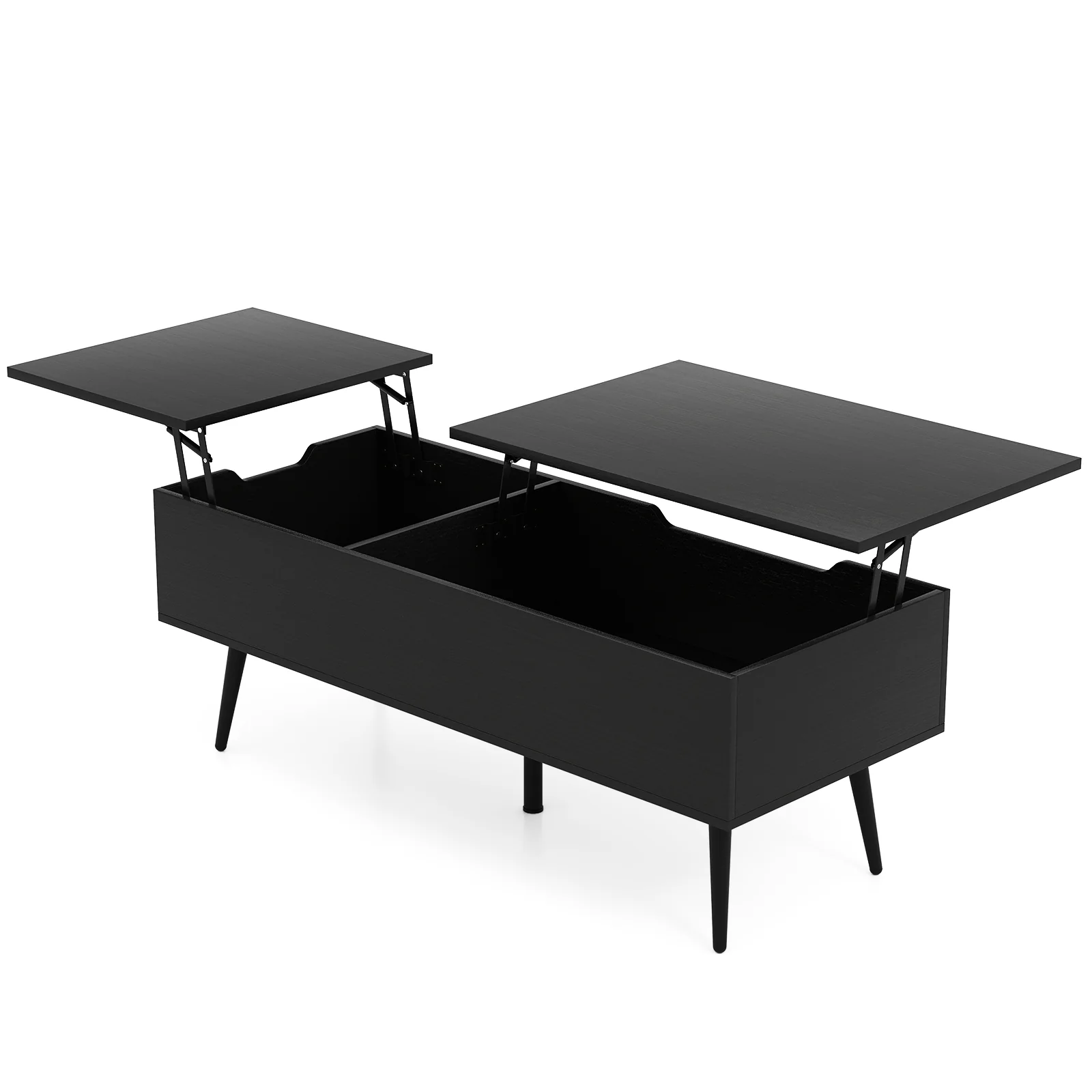 47 Inch Lift Top Coffee Table, 2 Hidden Compartments, Black