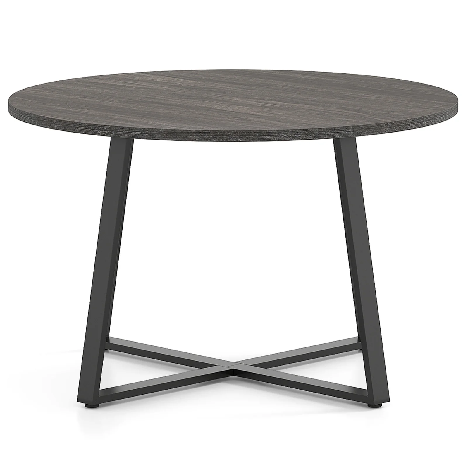 47 Inch Round Dining Table with Stable X-shaped Base and Round Thickened Tabletop-Grey, Gray - Image 5