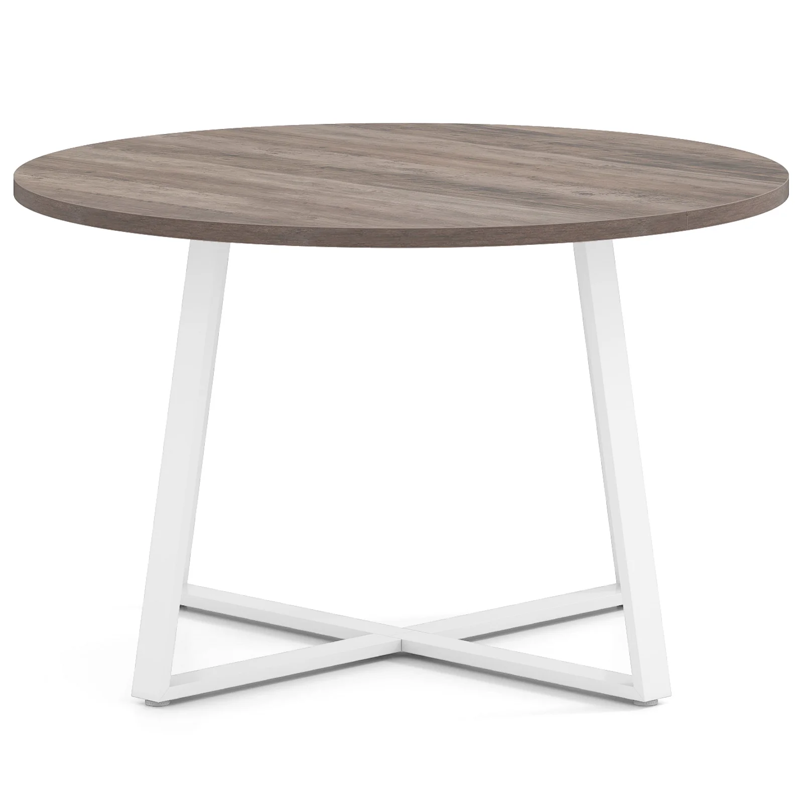 47 Inch Round Dining Table with Stable X-shaped Base and Round Thickened Tabletop, Natural - Image 4