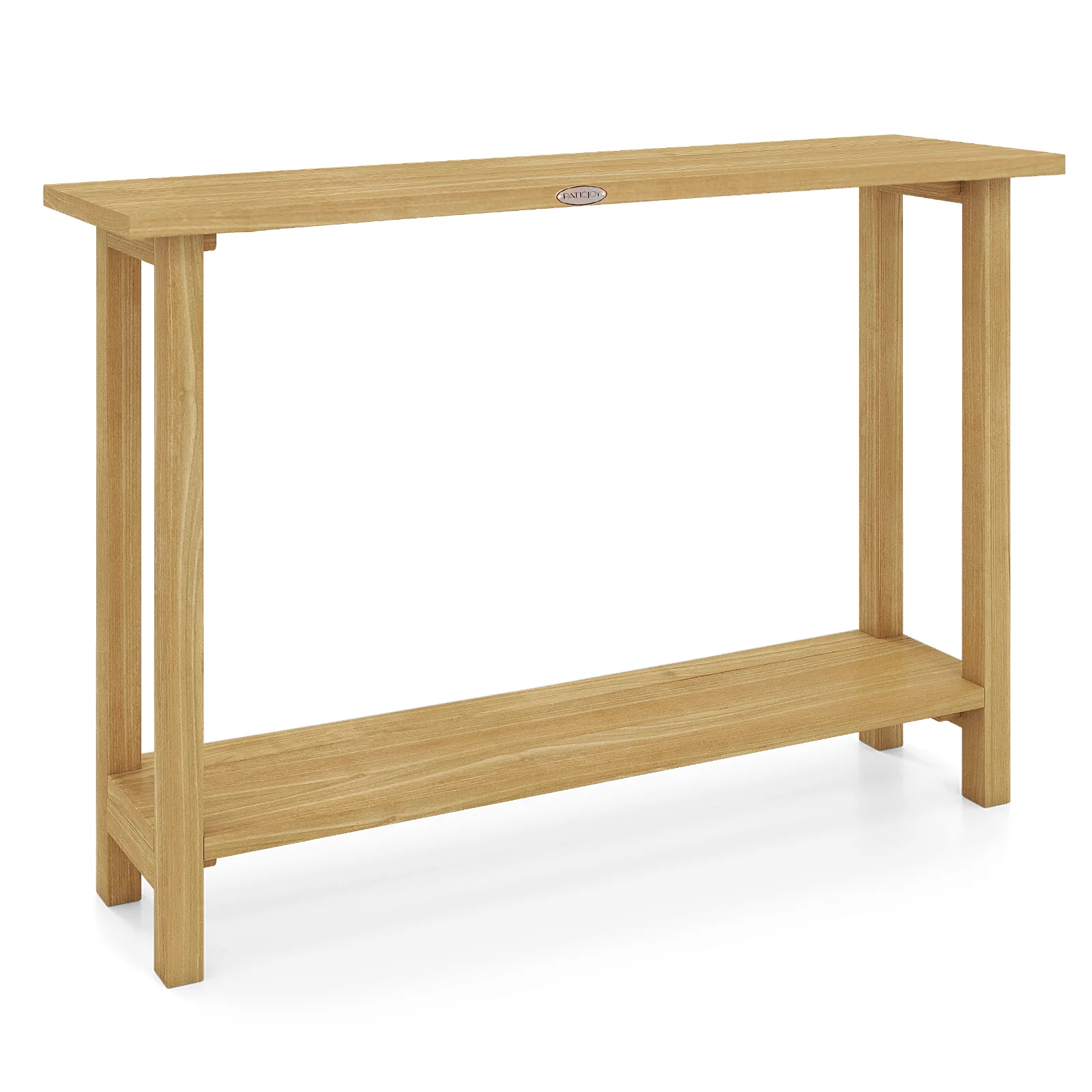 47 Inch Solid Wood Console Table, Storage Shelf, Natural, Teak - Image 5