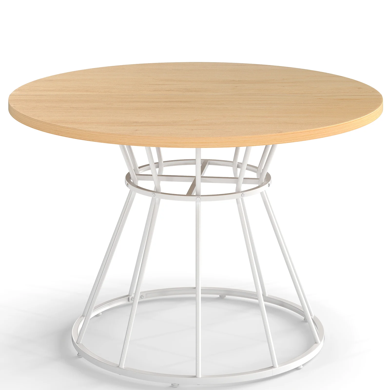 47 Inches Round Dining Table, Wooden Tabletop, Natural