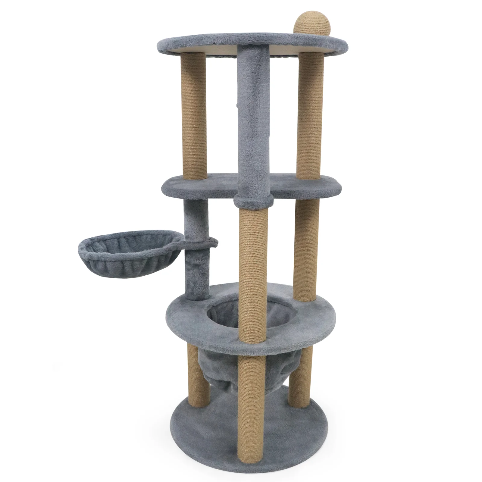 47 Inches Tall Cat Tower with Cat Nest and Scratching Posts, Gray - Image 5