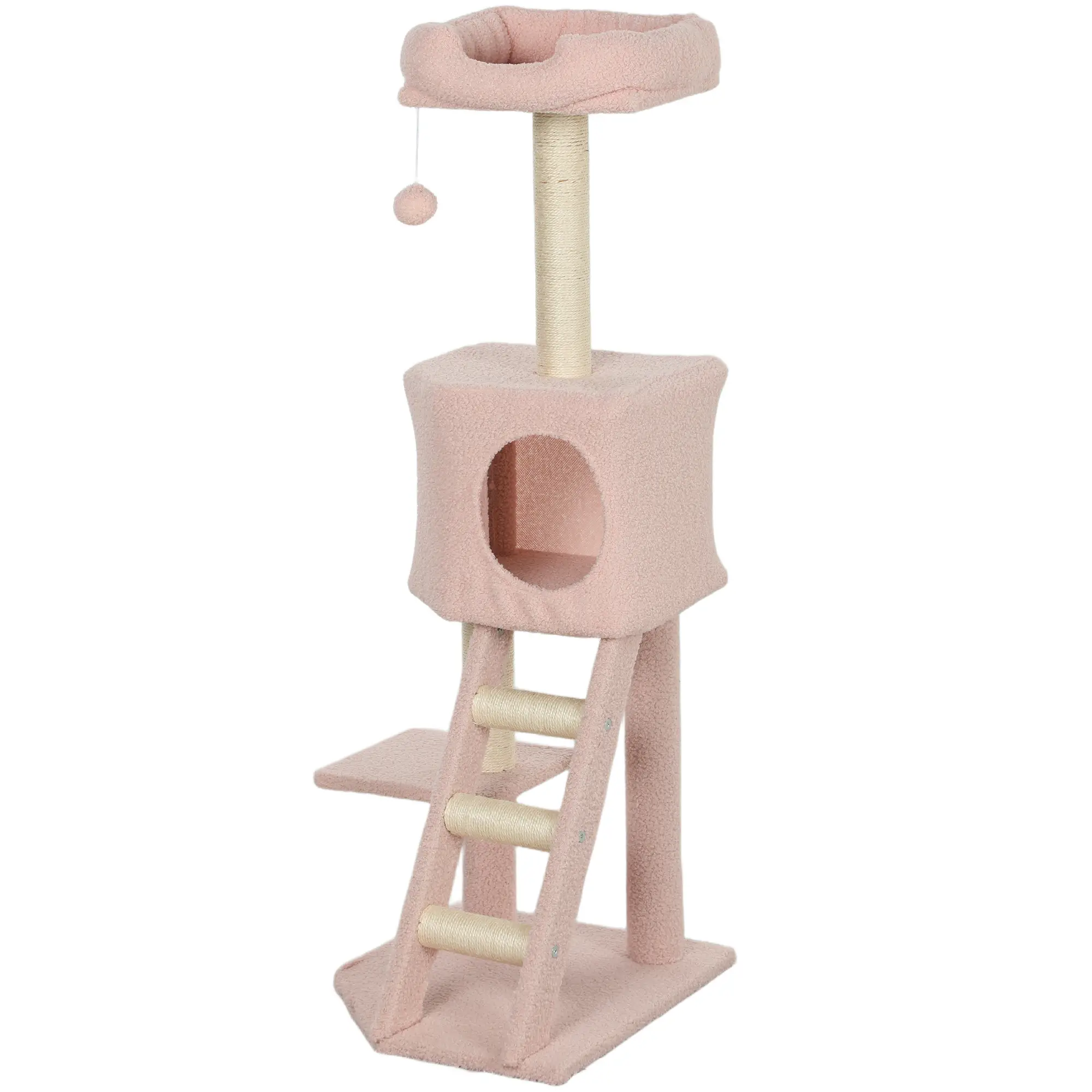 47" Tall Cat Tree Tower, Condo, Ladder, Scratching Posts, Pink
