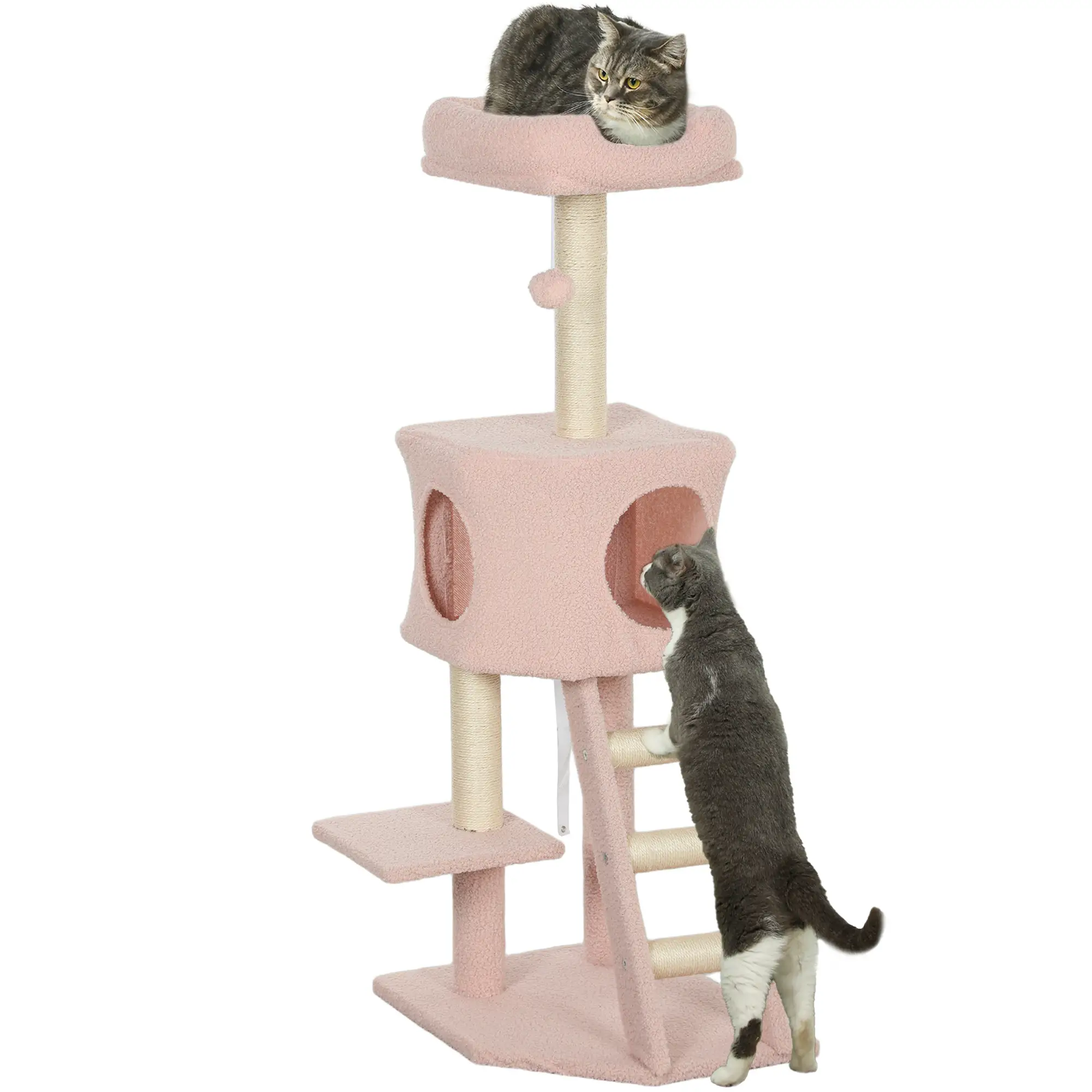 47" Tall Cat Tree Tower, Condo, Ladder, Scratching Posts, Pink - Image 11