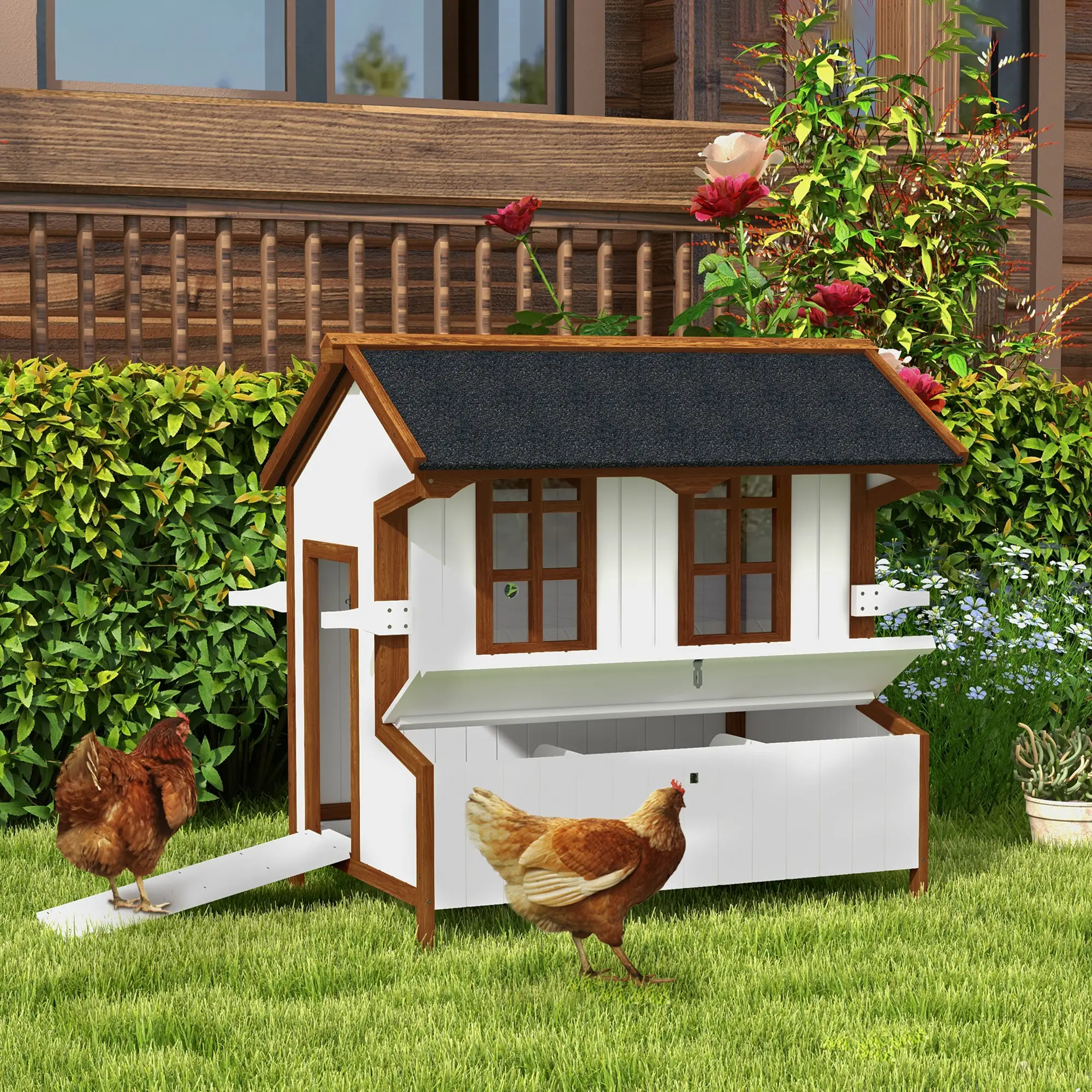 47" Wooden Chicken Coop, Rabbit Hutch, Portable Poultry Cage - Image 2