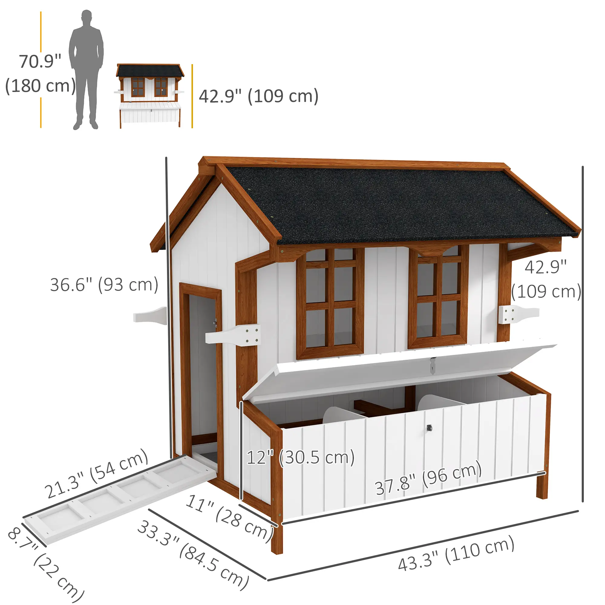47" Wooden Chicken Coop, Rabbit Hutch, Portable Poultry Cage - Image 3