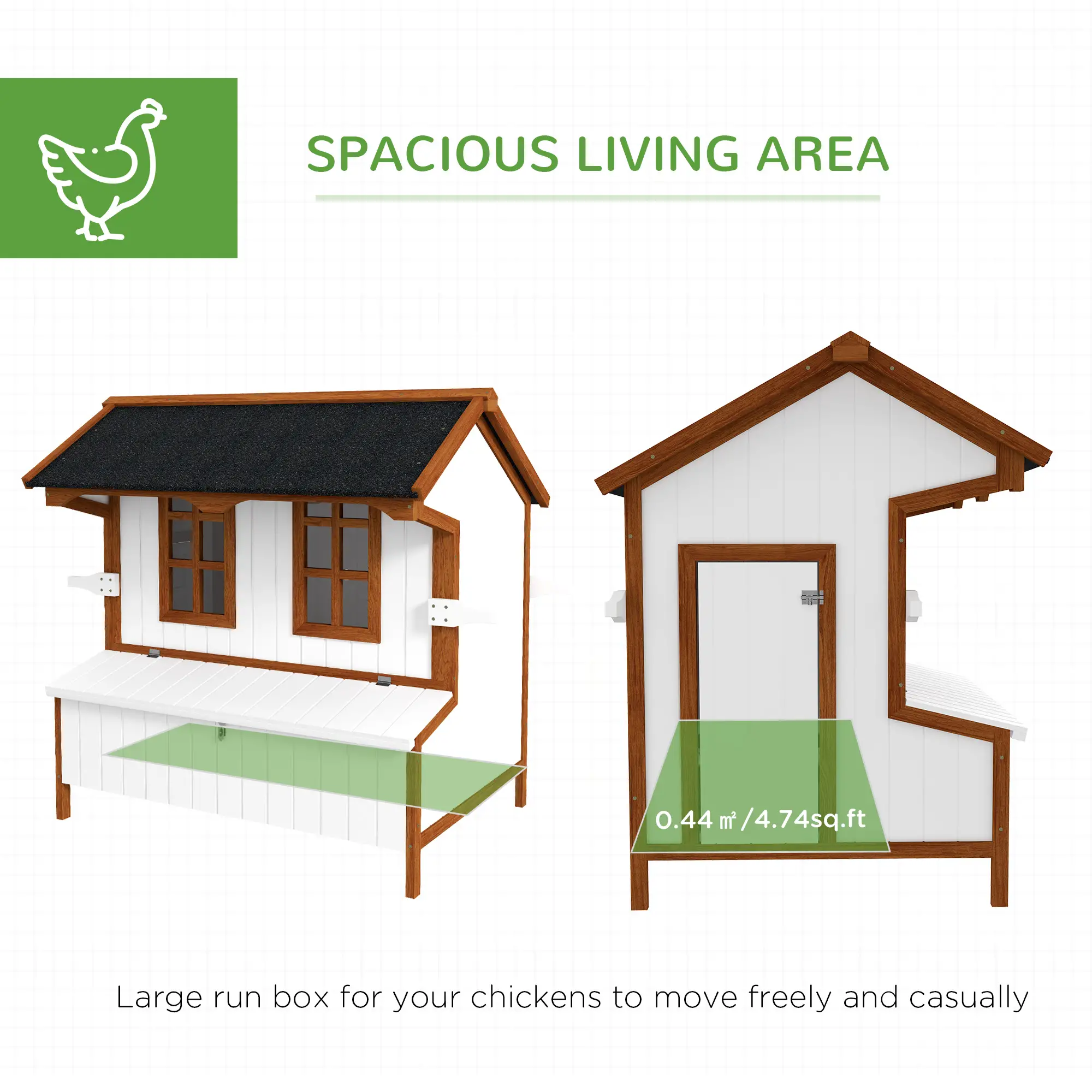 47" Wooden Chicken Coop, Rabbit Hutch, Portable Poultry Cage - Image 4