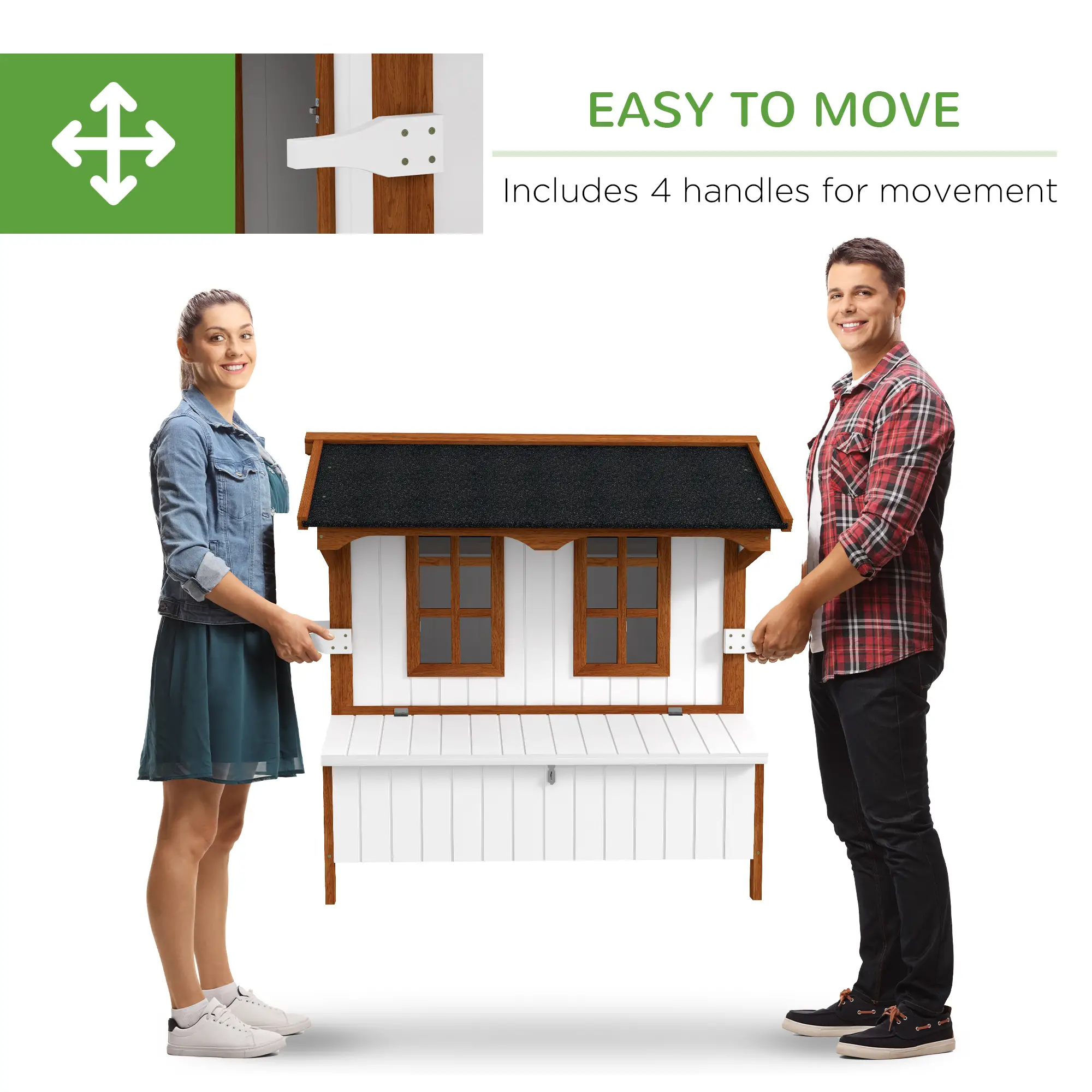 47" Wooden Chicken Coop, Rabbit Hutch, Portable Poultry Cage - Image 5