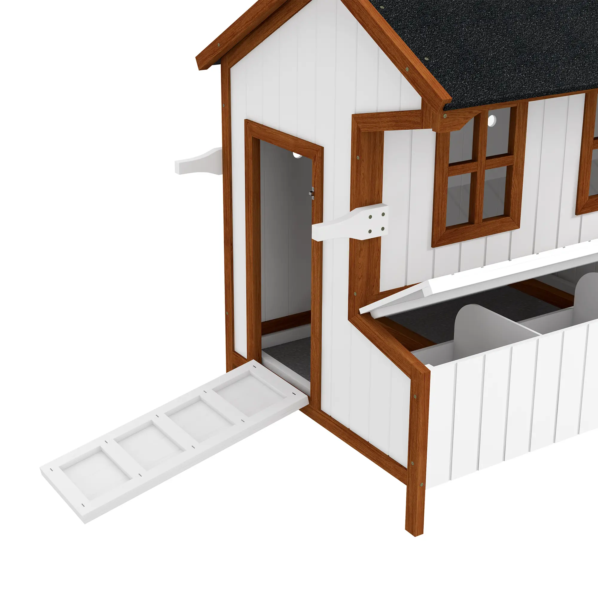 47" Wooden Chicken Coop, Rabbit Hutch, Portable Poultry Cage - Image 9