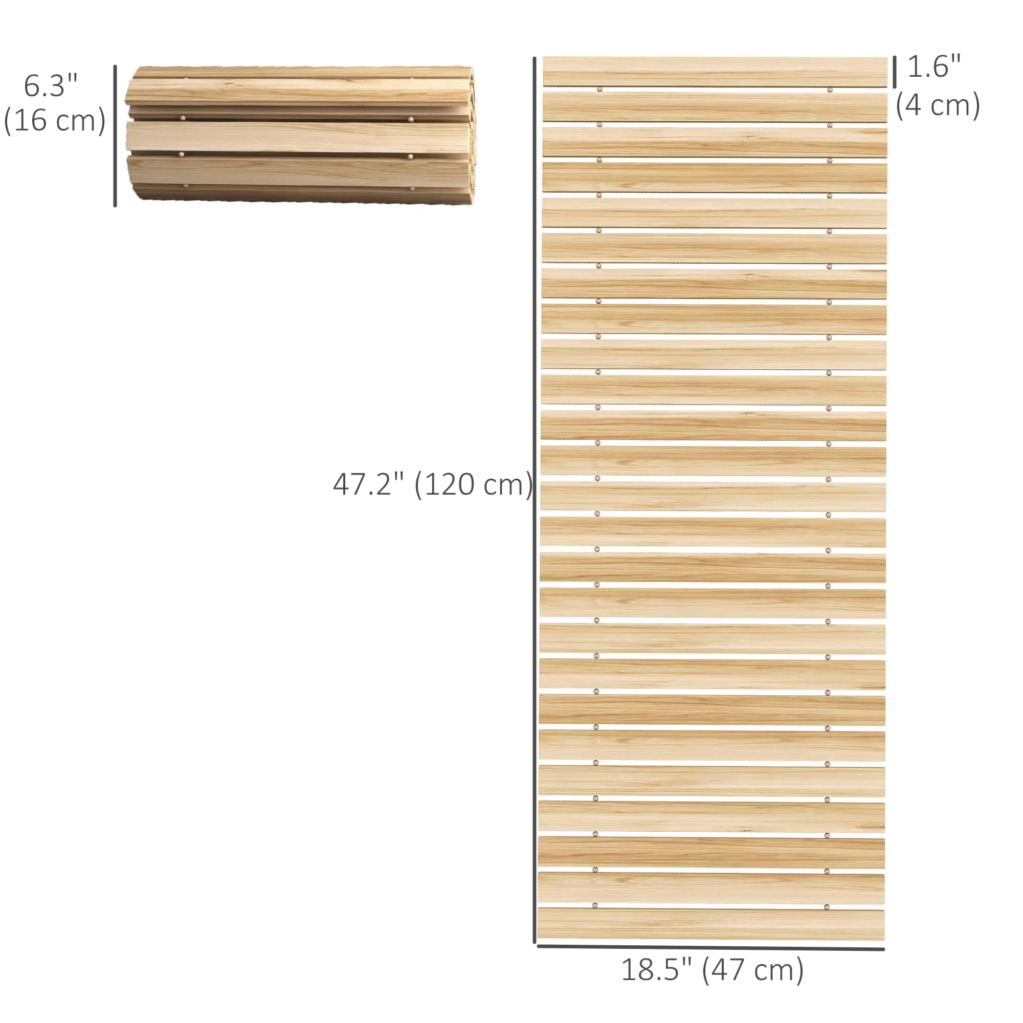 47" Wooden Garden Pathway, Outdoor Roll Out Walkway, Natural Wood Finish - Image 3