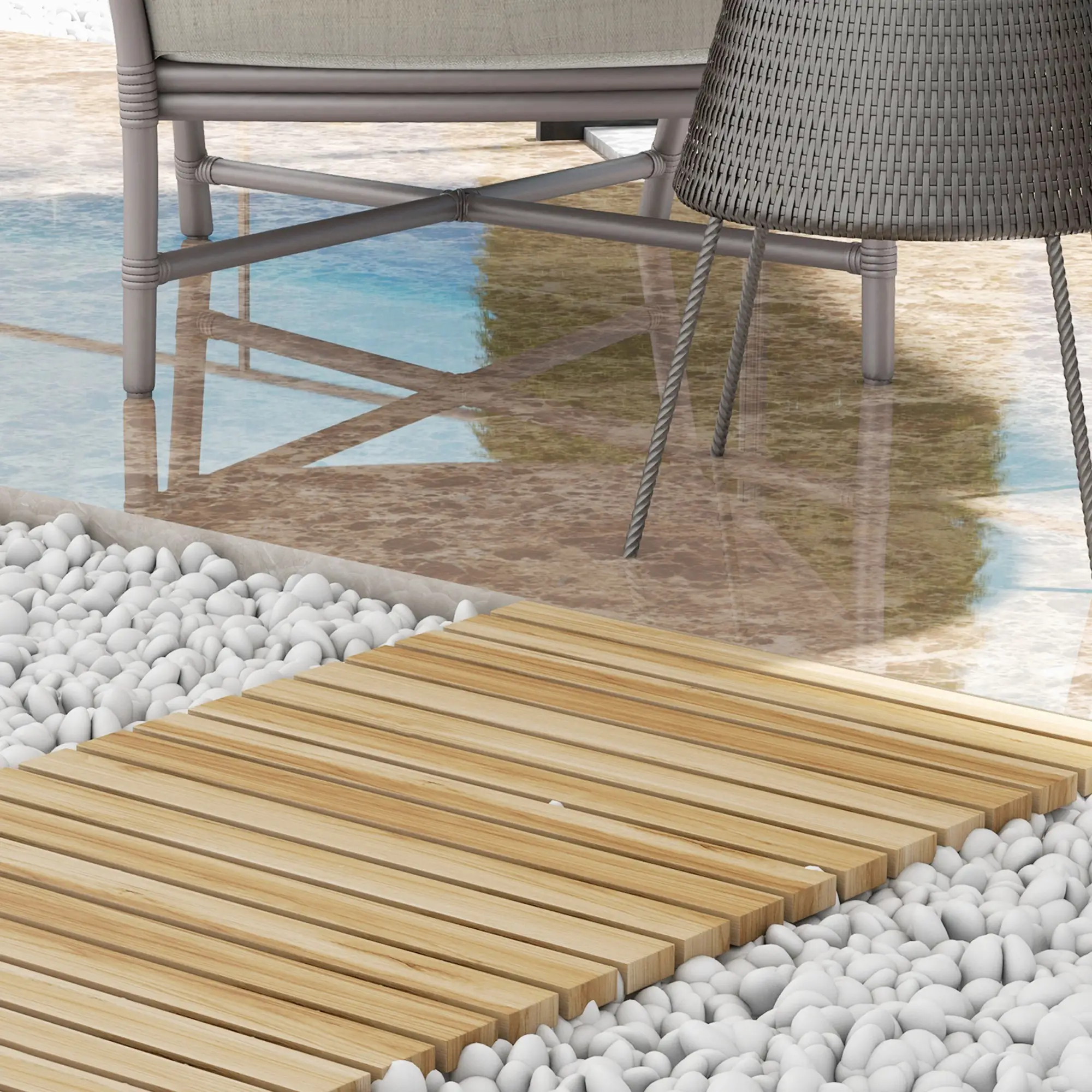47" Wooden Garden Pathway, Outdoor Roll Out Walkway, Natural Wood Finish - Image 8
