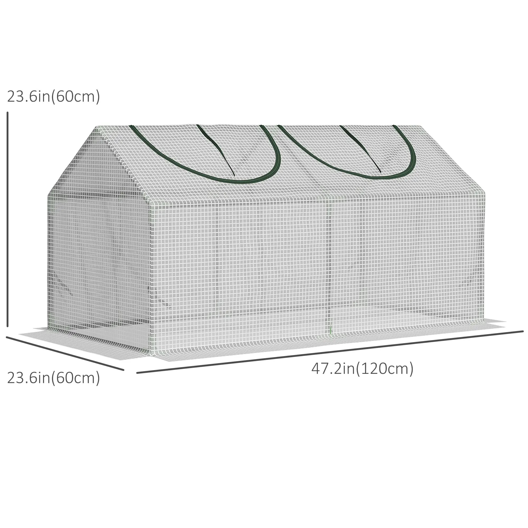 47" x 24" x 24" Mini Tunnel Greenhouse, Steel Frame, PE Cover, White - Image 3