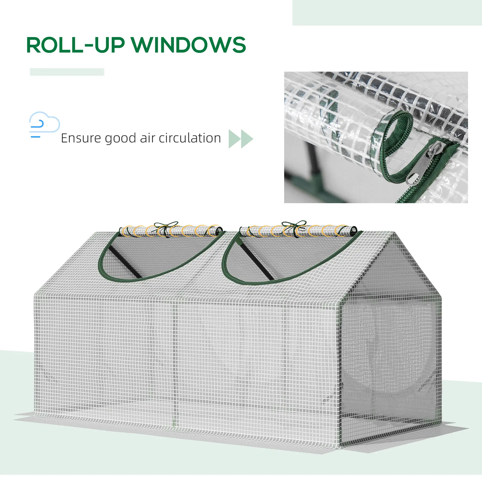 47" x 24" x 24" Mini Tunnel Greenhouse, Steel Frame, PE Cover, White - Image 5