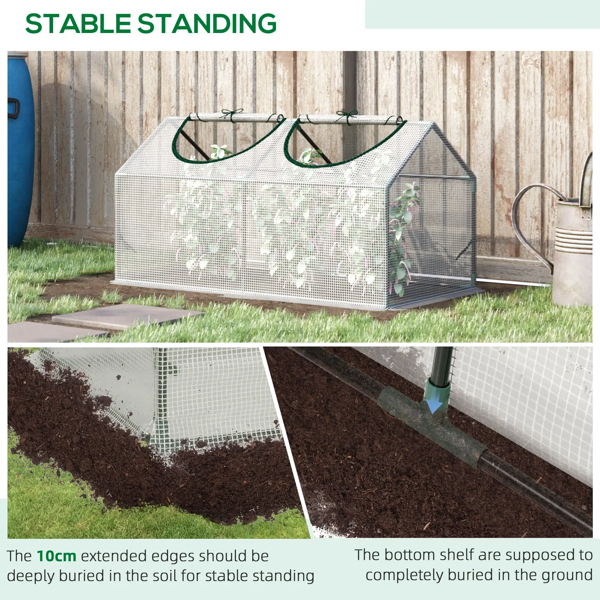 47" x 24" x 24" Mini Tunnel Greenhouse, Steel Frame, PE Cover, White - Image 6