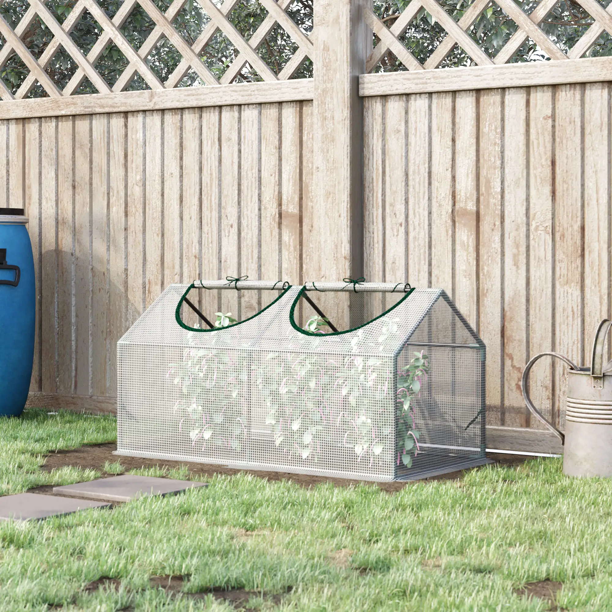 47" x 24" x 24" Mini Tunnel Greenhouse, Steel Frame, PE Cover, White - Image 8