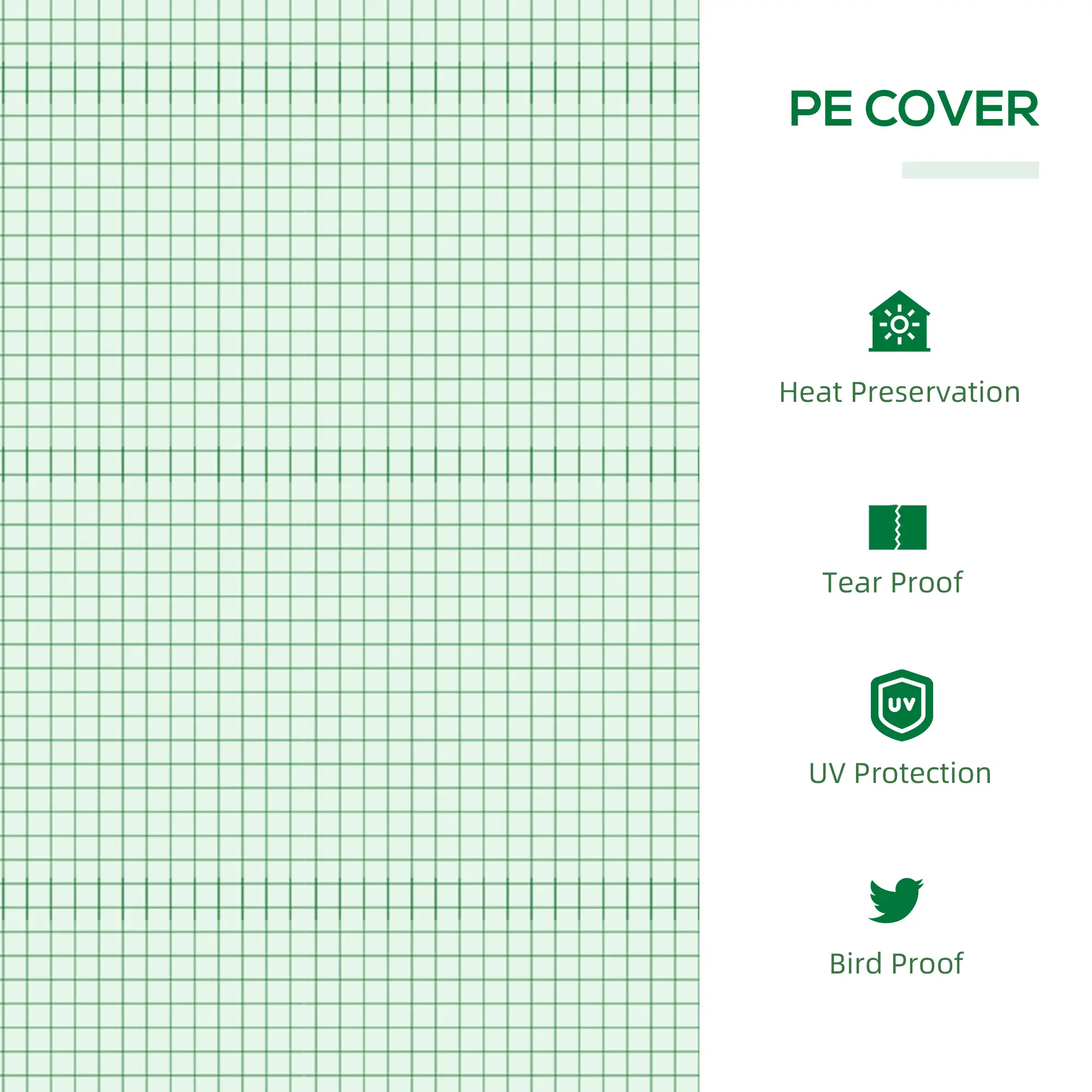 47" x 24" x 24" Portable Mini Greenhouse, Steel Frame, PE Cover, Green - Image 4