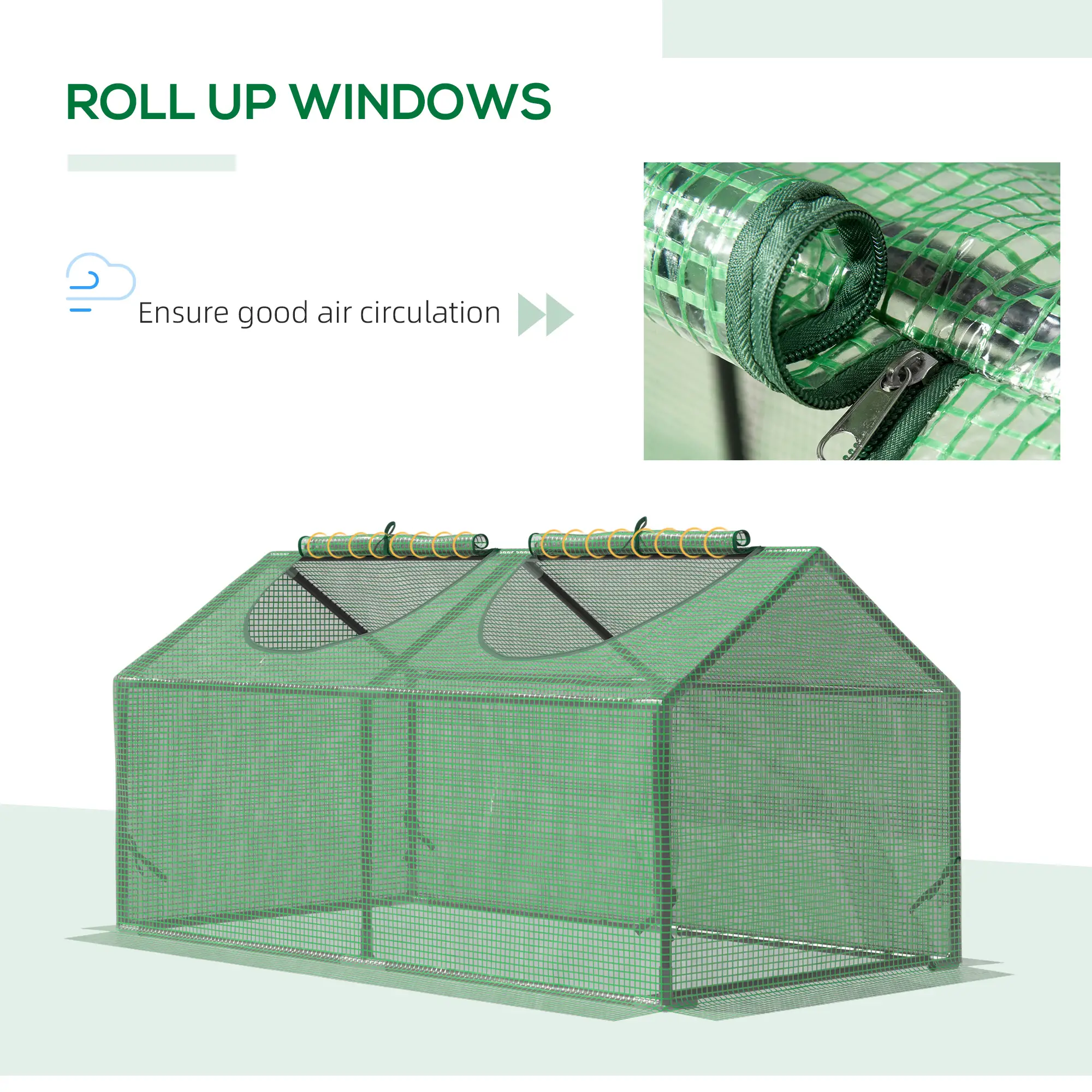 47" x 24" x 24" Portable Mini Greenhouse, Steel Frame, PE Cover, Green - Image 5