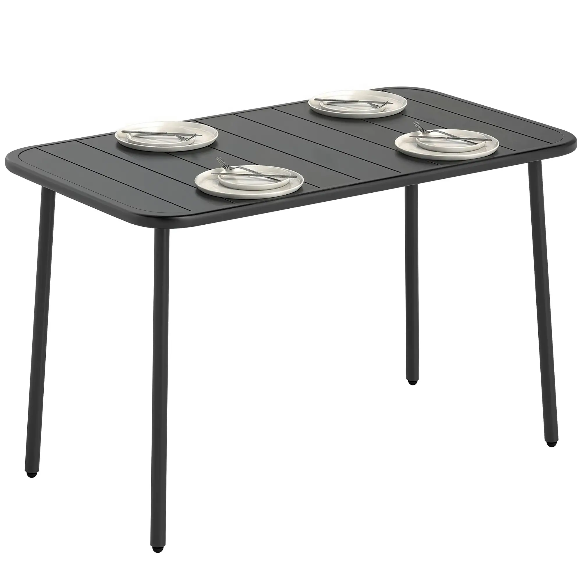 47" x 28" Outdoor Dining Table for 4, Rectangular Patio Table with Slatted Top and Rounded Edges, Grey - Image 11