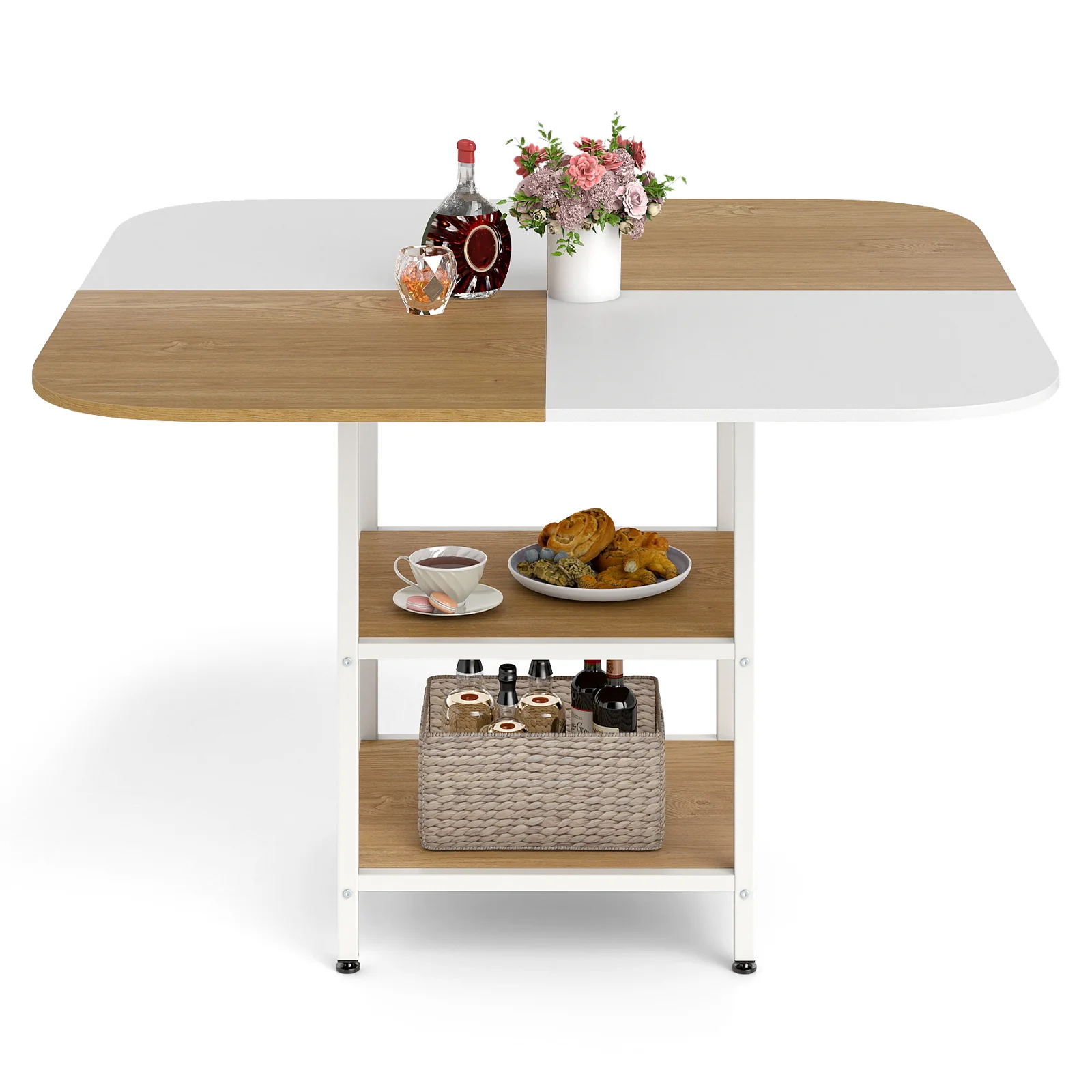 47.5 inch Modern Dining Table Square Kitchen Table with Mix-colored Tabletop, Natural - Image 4