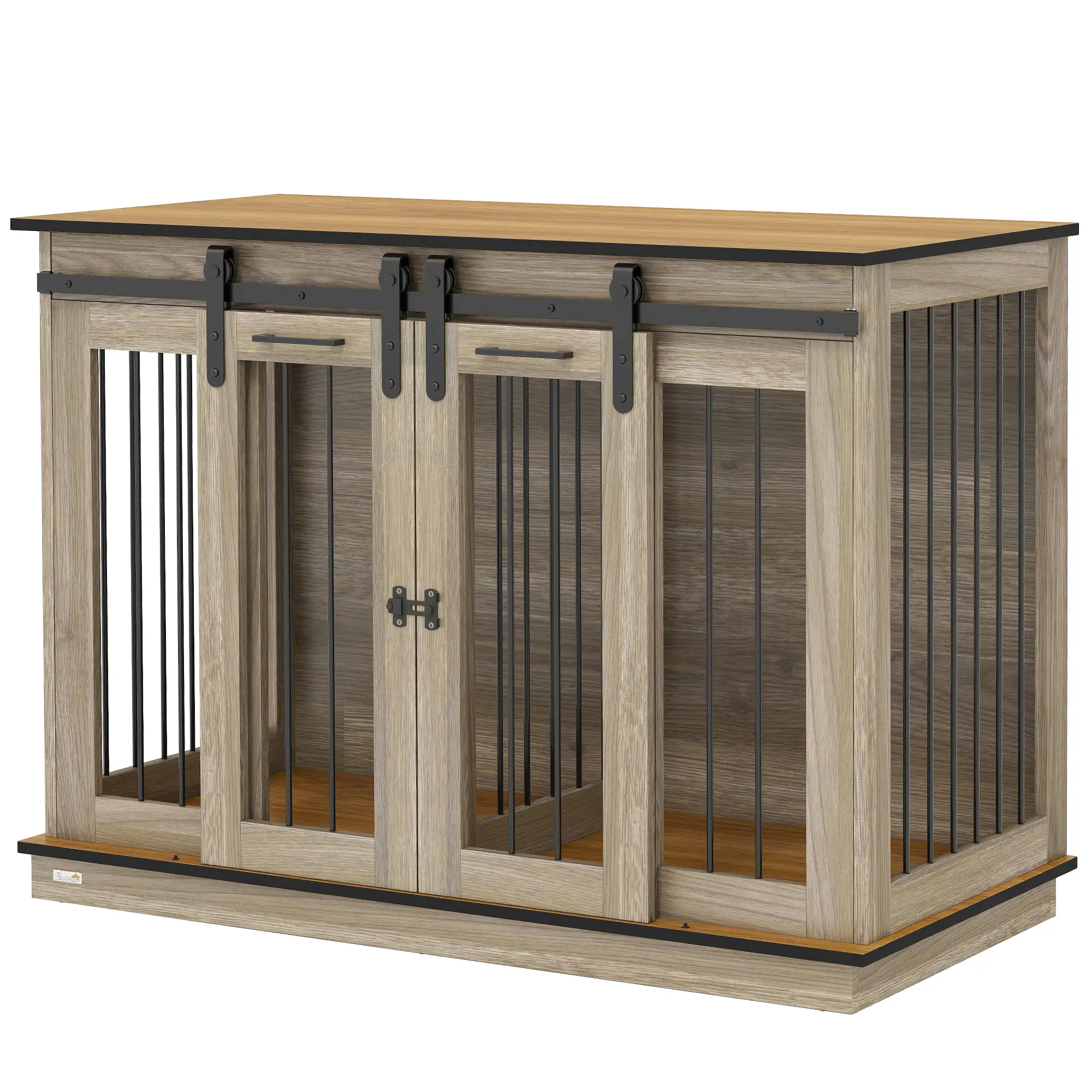 47in Wooden Dog Crate Furniture, Kennel TV Stand, Pet House Side Table, Oak - Image 11