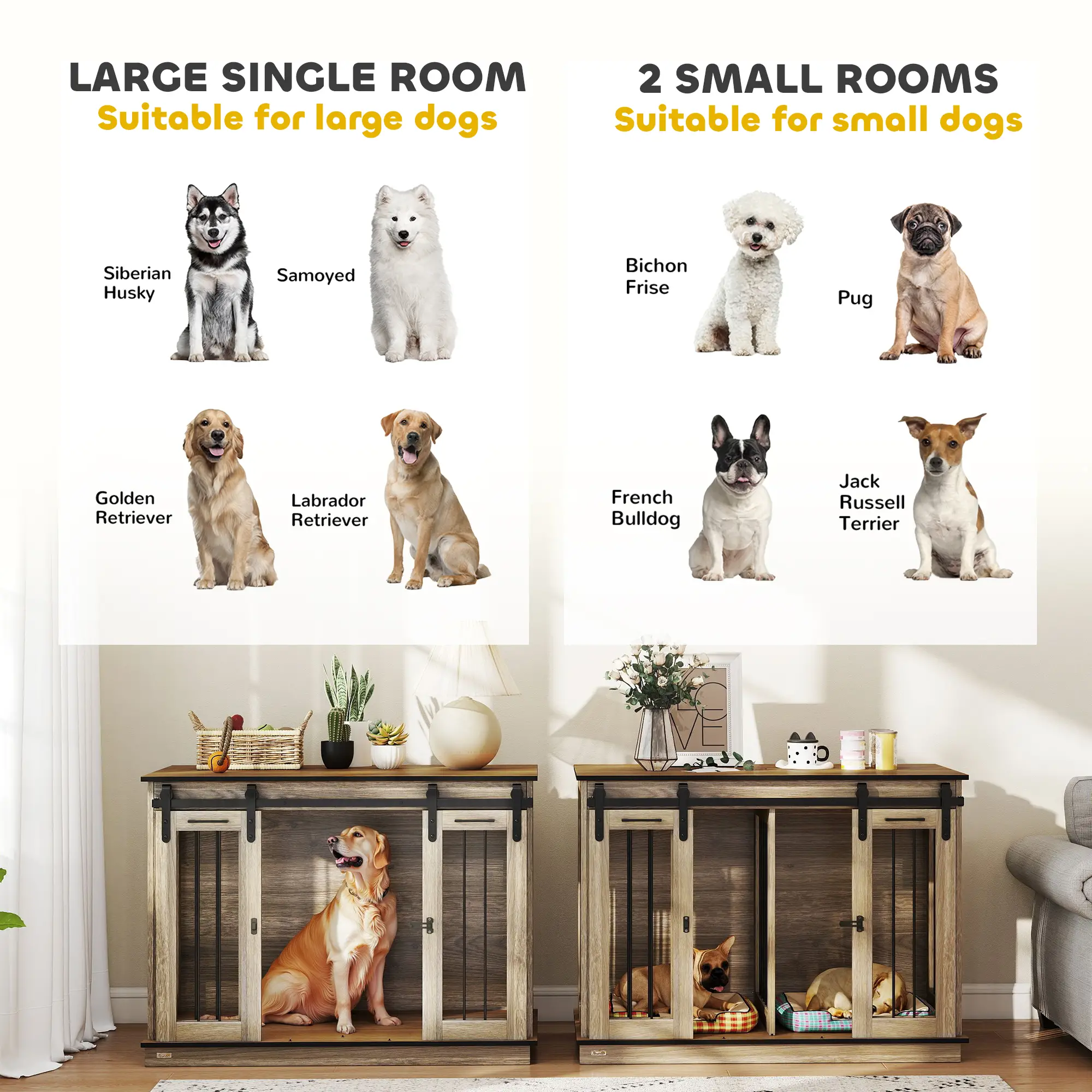 47in Wooden Dog Crate Furniture, Kennel TV Stand, Pet House Side Table, Oak - Image 9