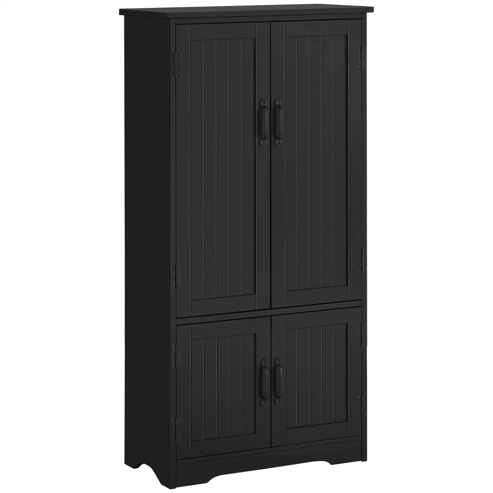 48" 4-Door Storage Cabinet, Adjustable Shelves, Black