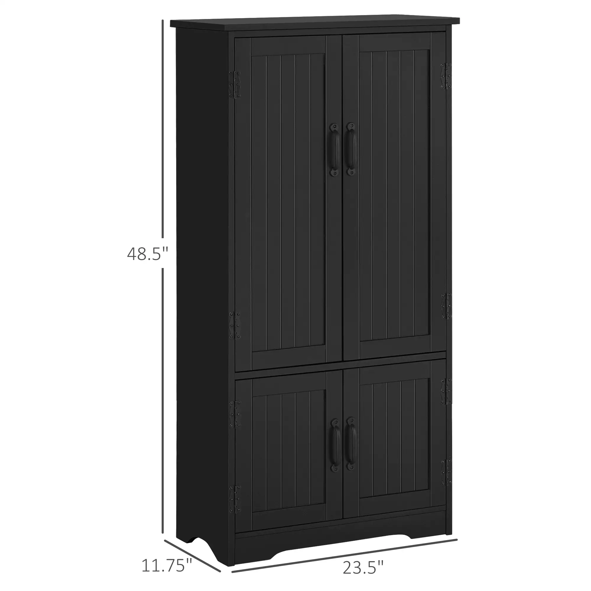 48" 4-Door Storage Cabinet, Adjustable Shelves, Black - Image 3