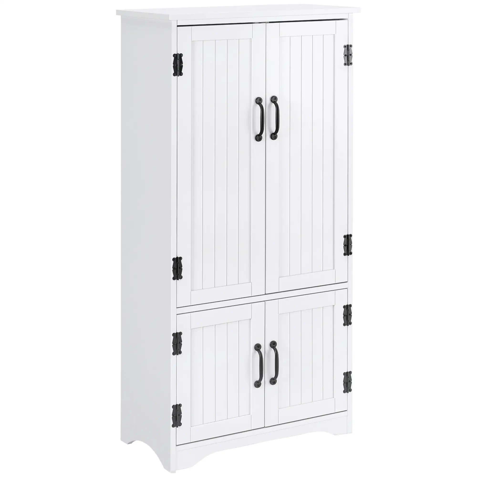 48" 4-Door Storage Cabinet, Adjustable Shelves, White