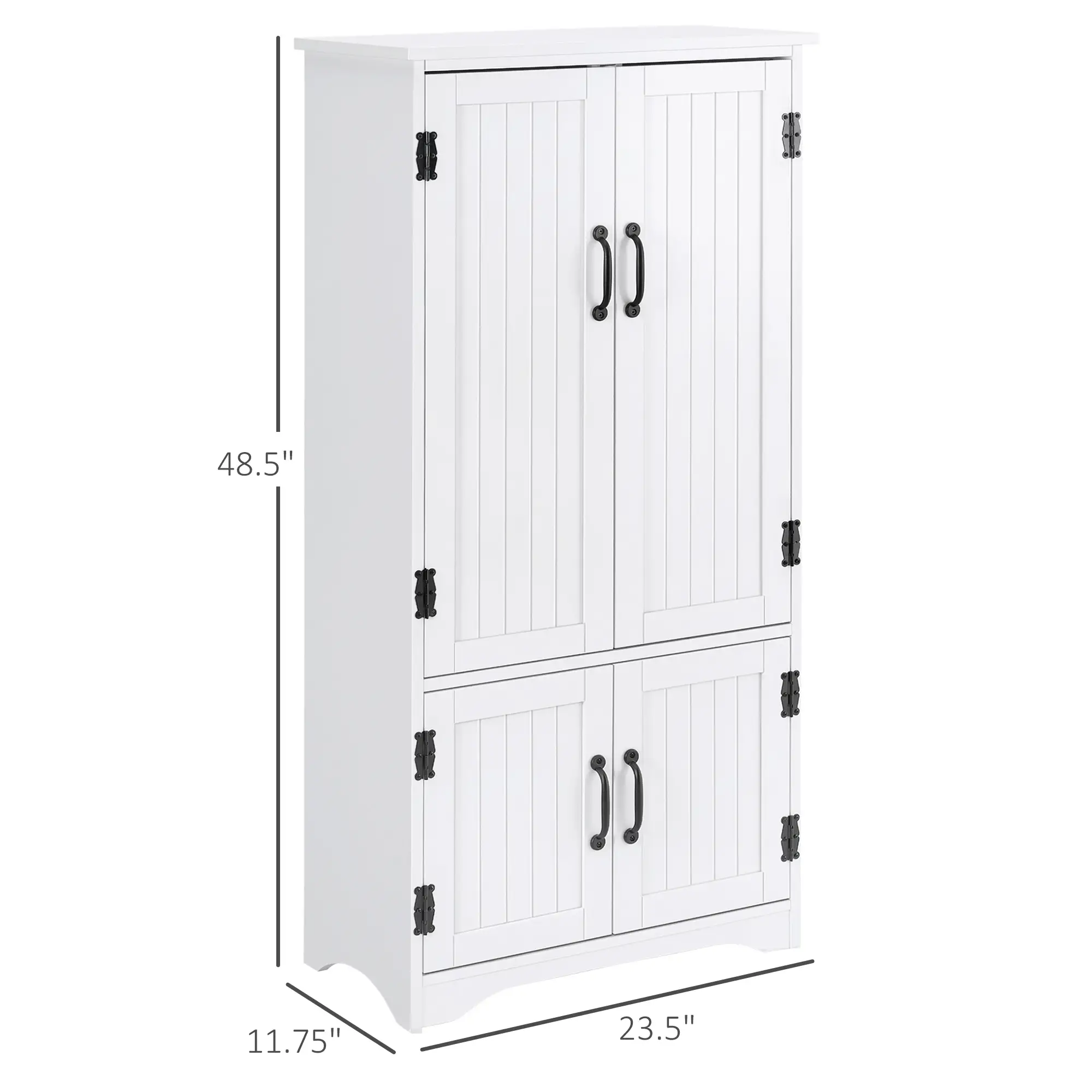 48" 4-Door Storage Cabinet, Adjustable Shelves, White - Image 3