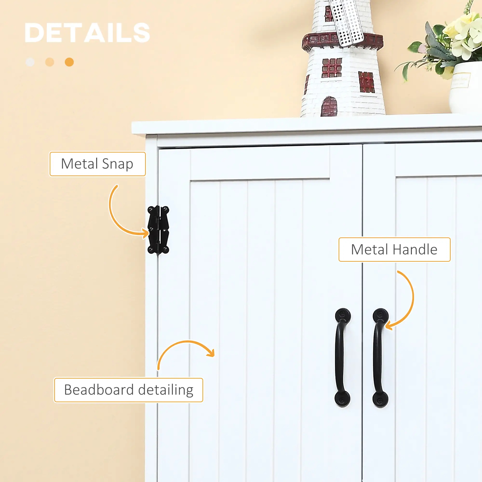 48" 4-Door Storage Cabinet, Adjustable Shelves, White - Image 7