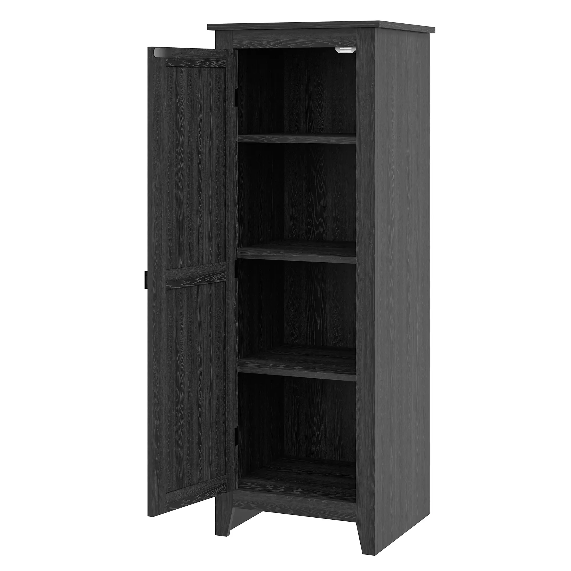 48" Farmhouse Kitchen Pantry Cabinet, Adjustable Shelves, Black - Image 11