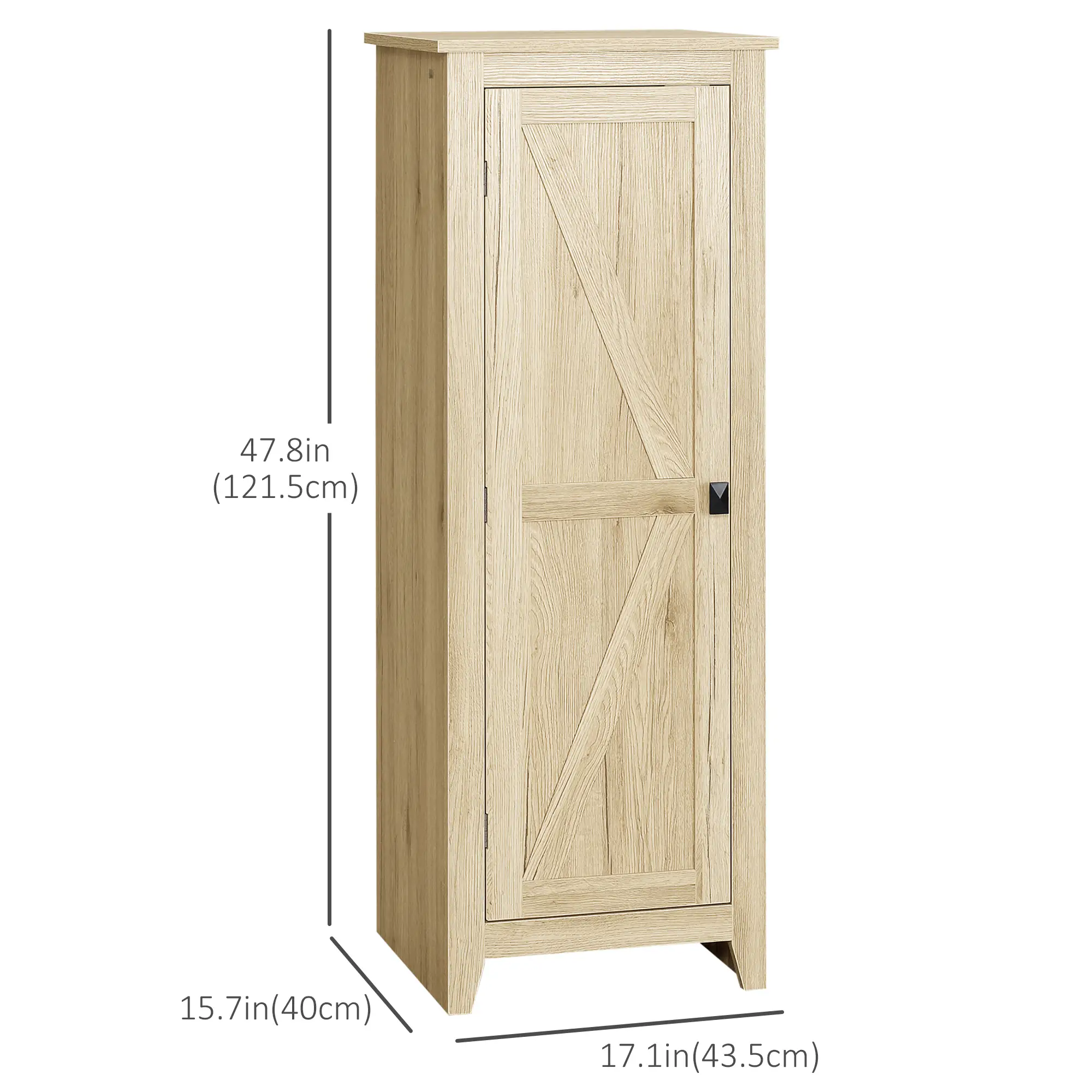 48" Farmhouse Kitchen Pantry Cabinet, Adjustable Shelves, Natural - Image 3