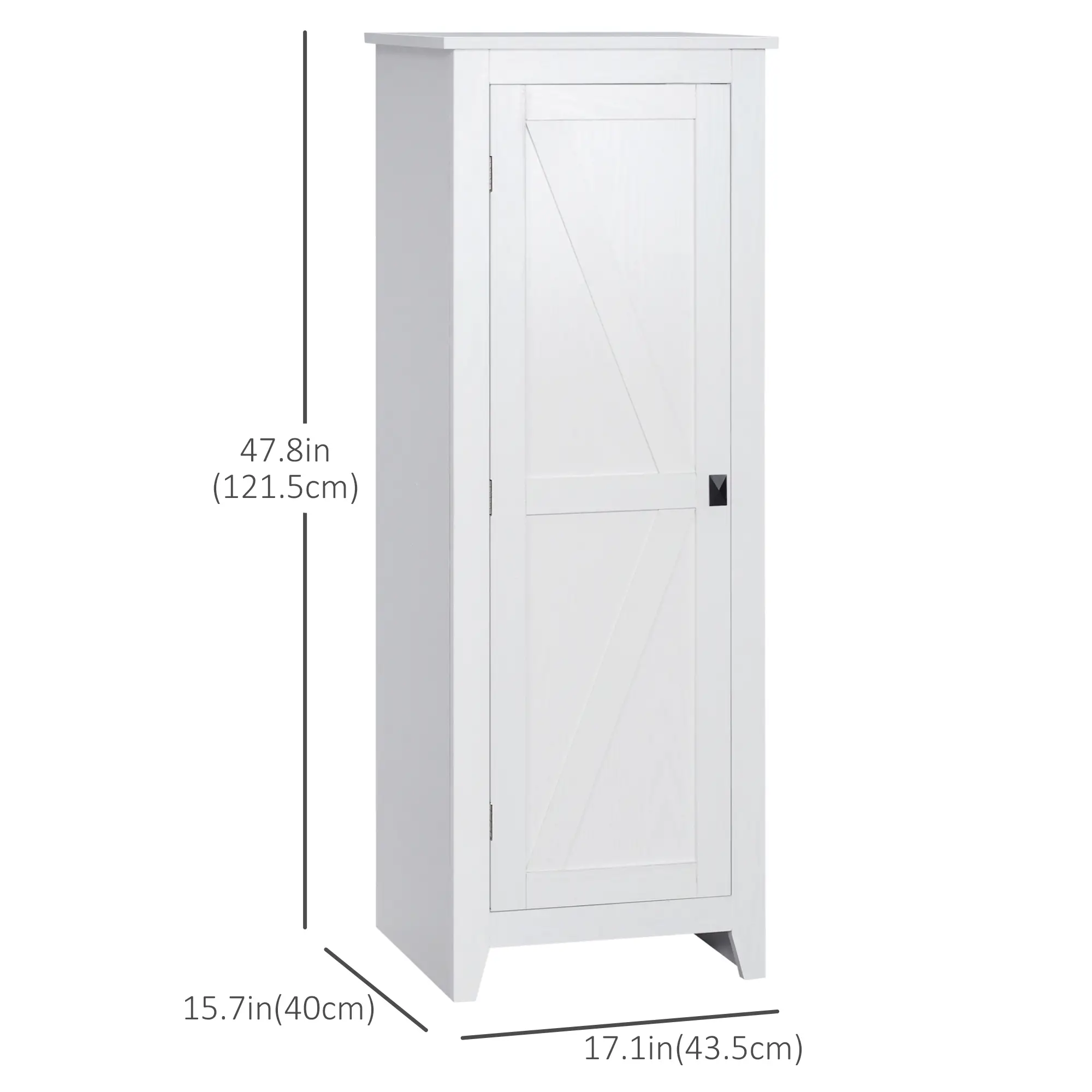 48" Farmhouse Kitchen Pantry Cabinet, Adjustable Shelves, White - Image 3