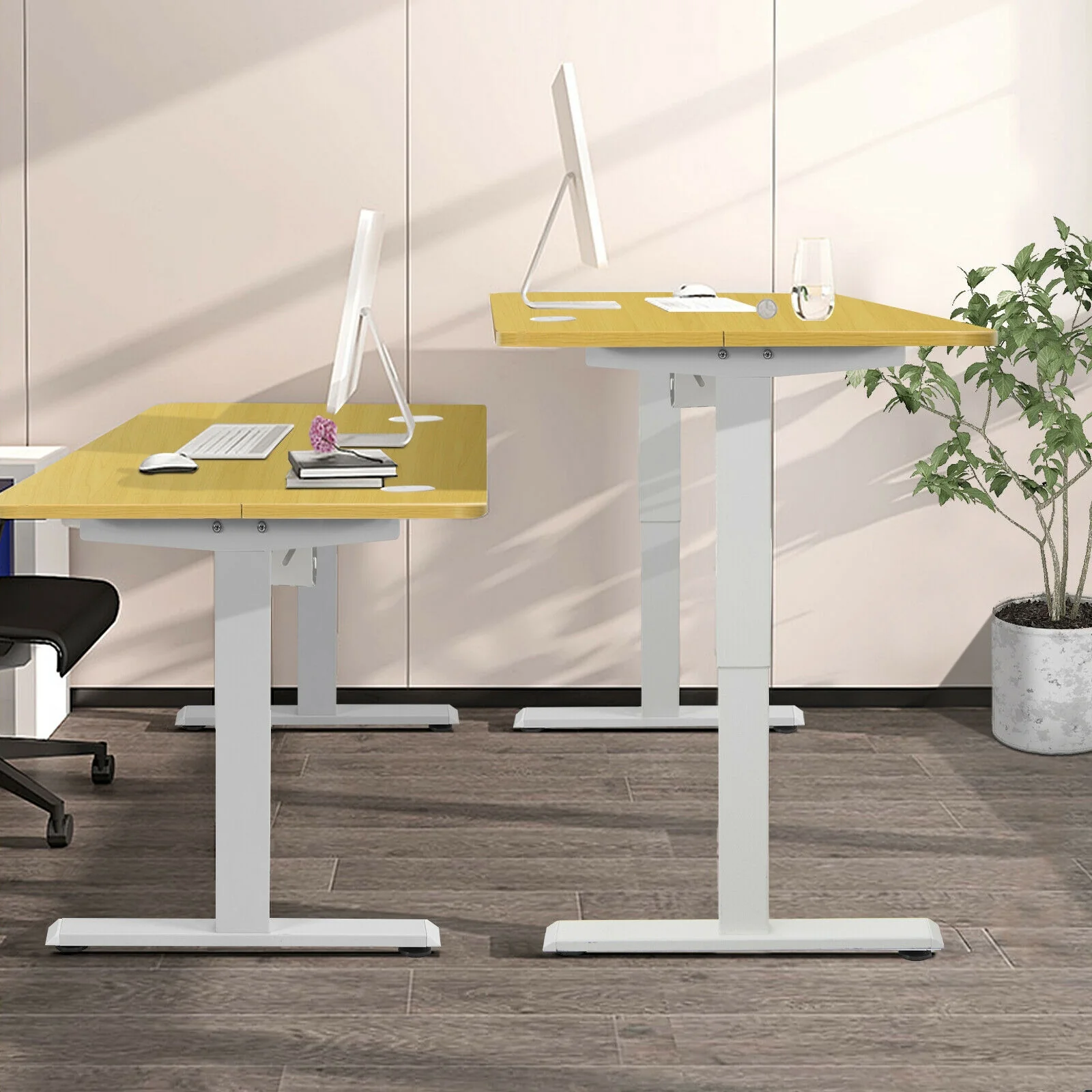 48-Inch Adjustable Electric Standing Desk, USB Control Panel, Natural - Image 9