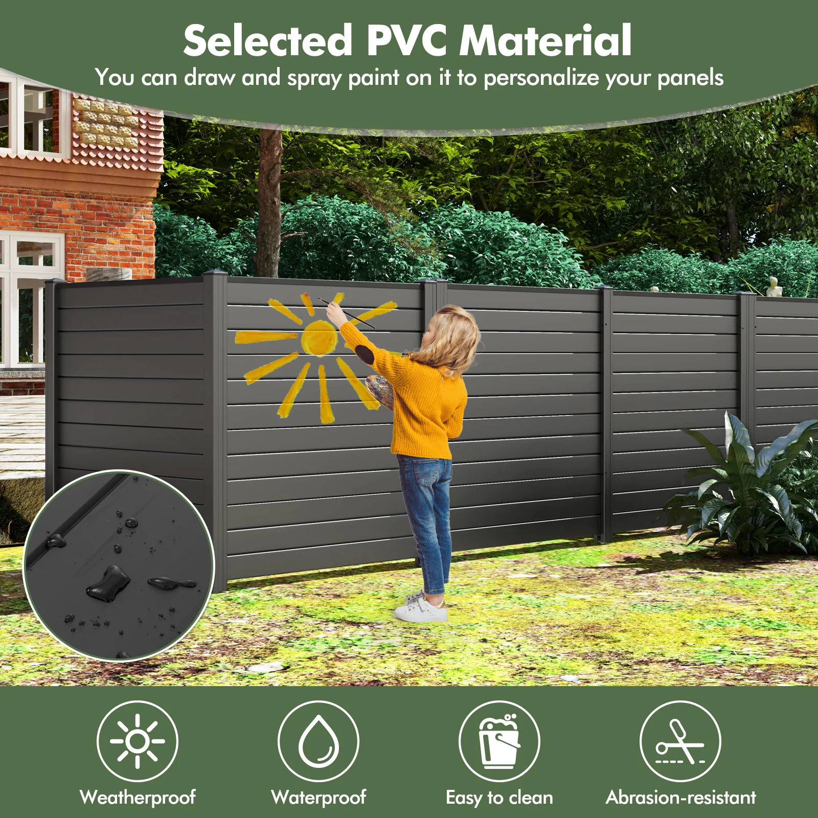 48-Inch Air Conditioner Fence, 2-Panel Privacy Screen, Black - Image 9