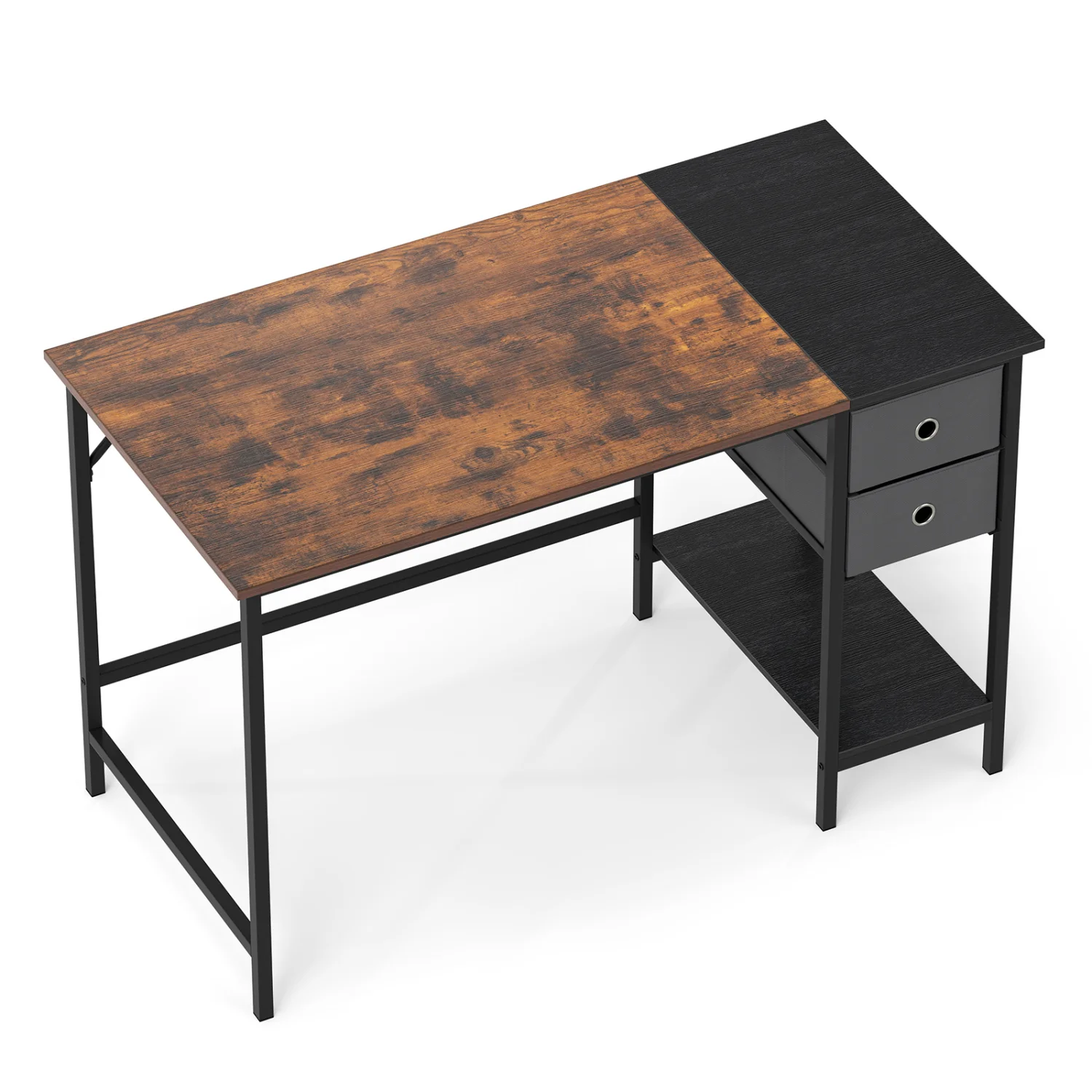 48 Inch Computer Desk with 2 Fabric Drawers Industrial Home Office Desk, Rustic Brown - Image 4