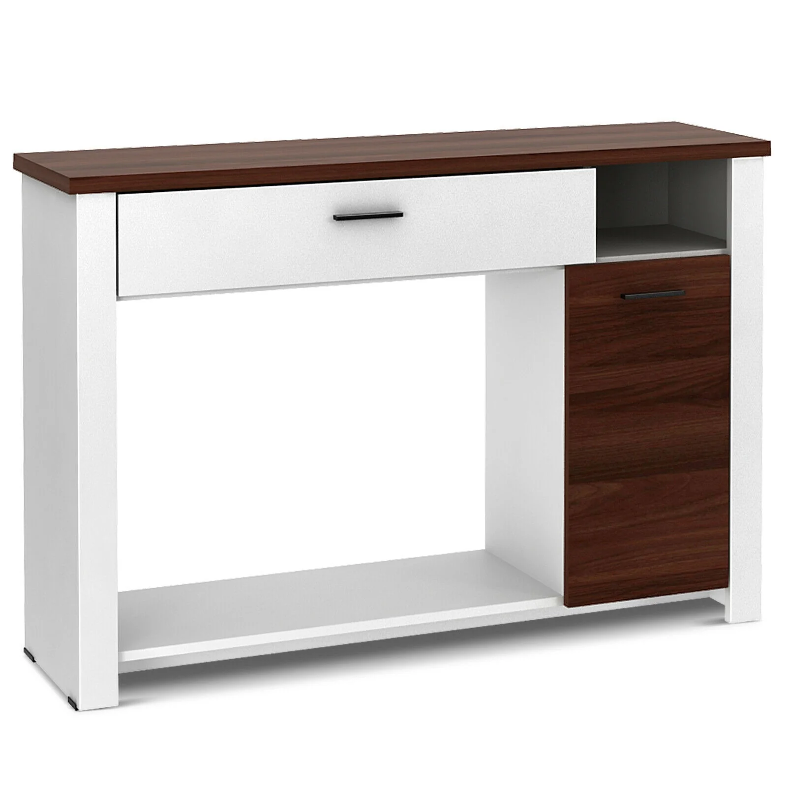 48 Inch Console Table, With Drawer And Cabinet, Brown White