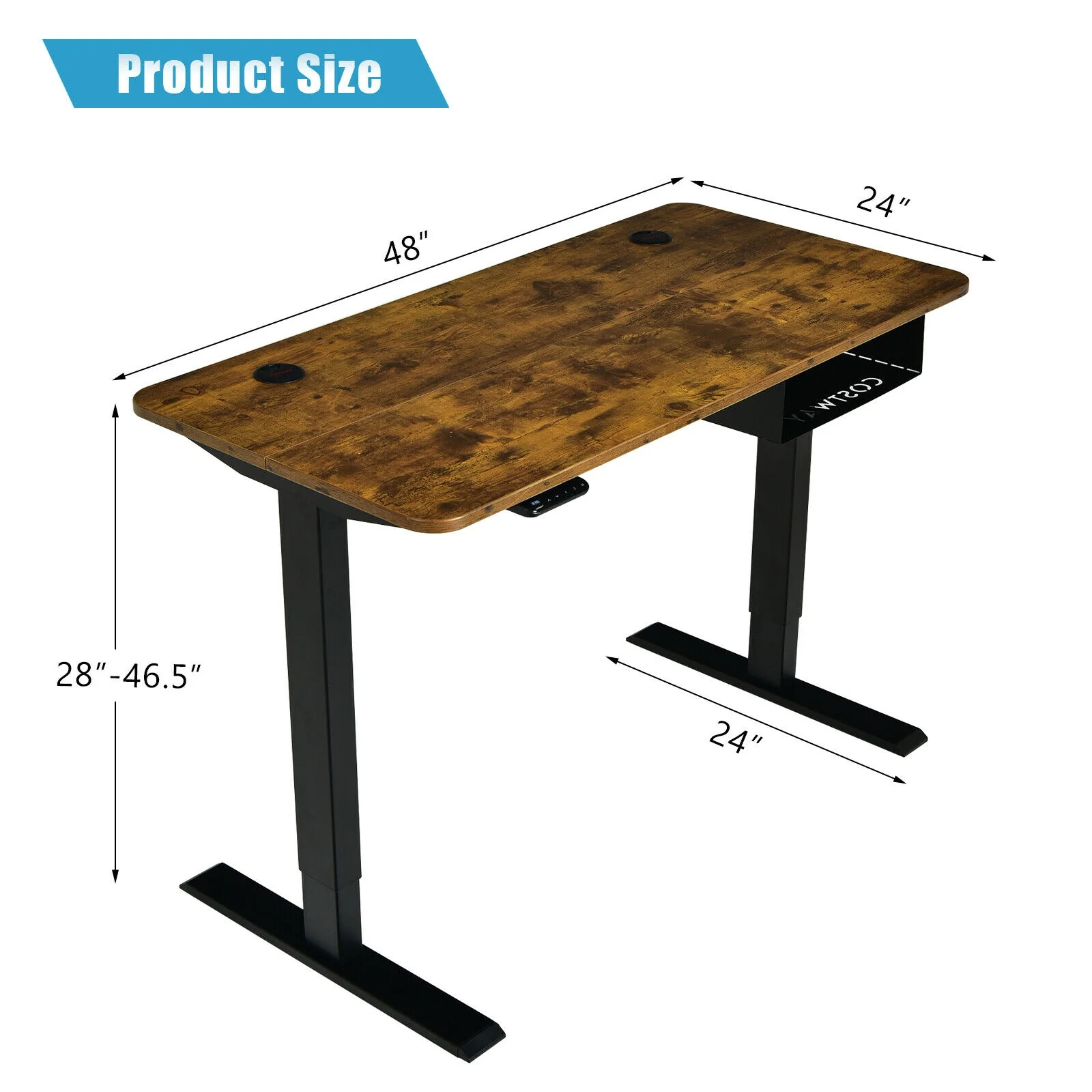48-Inch Electric Height Adjustable Standing Desk, Brown - Image 5