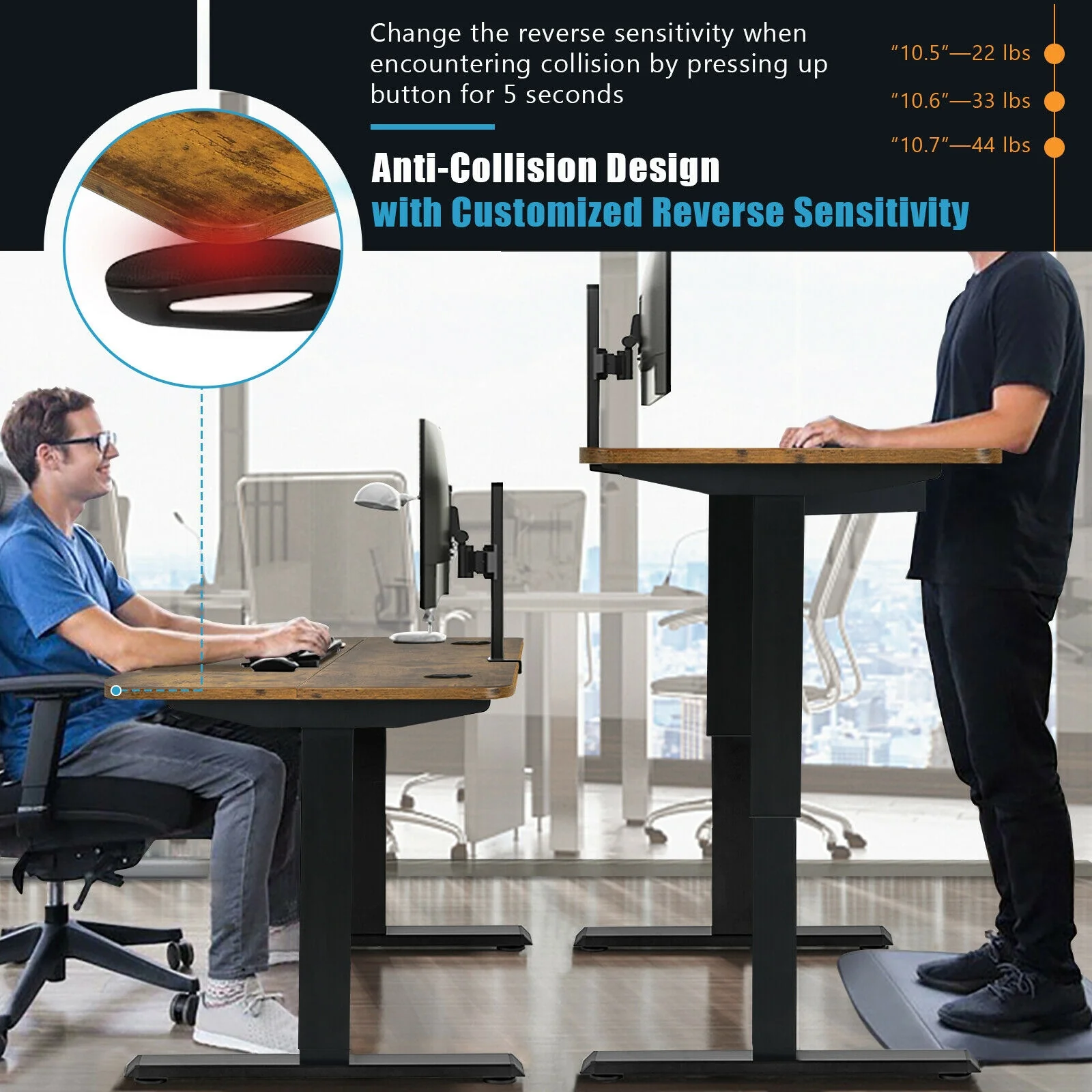 48-Inch Electric Height Adjustable Standing Desk, Brown - Image 6