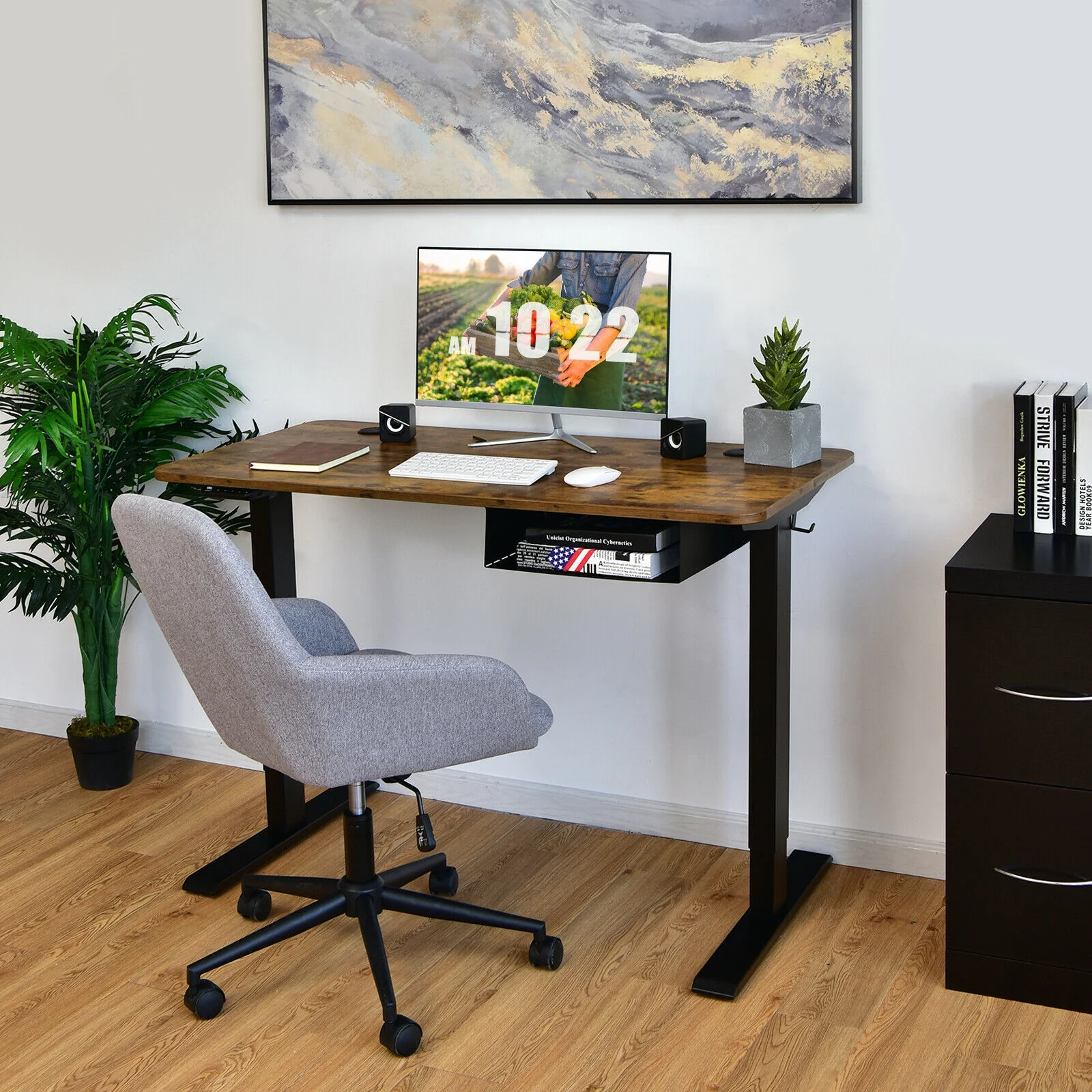 48-Inch Electric Height Adjustable Standing Desk, Brown - Image 8
