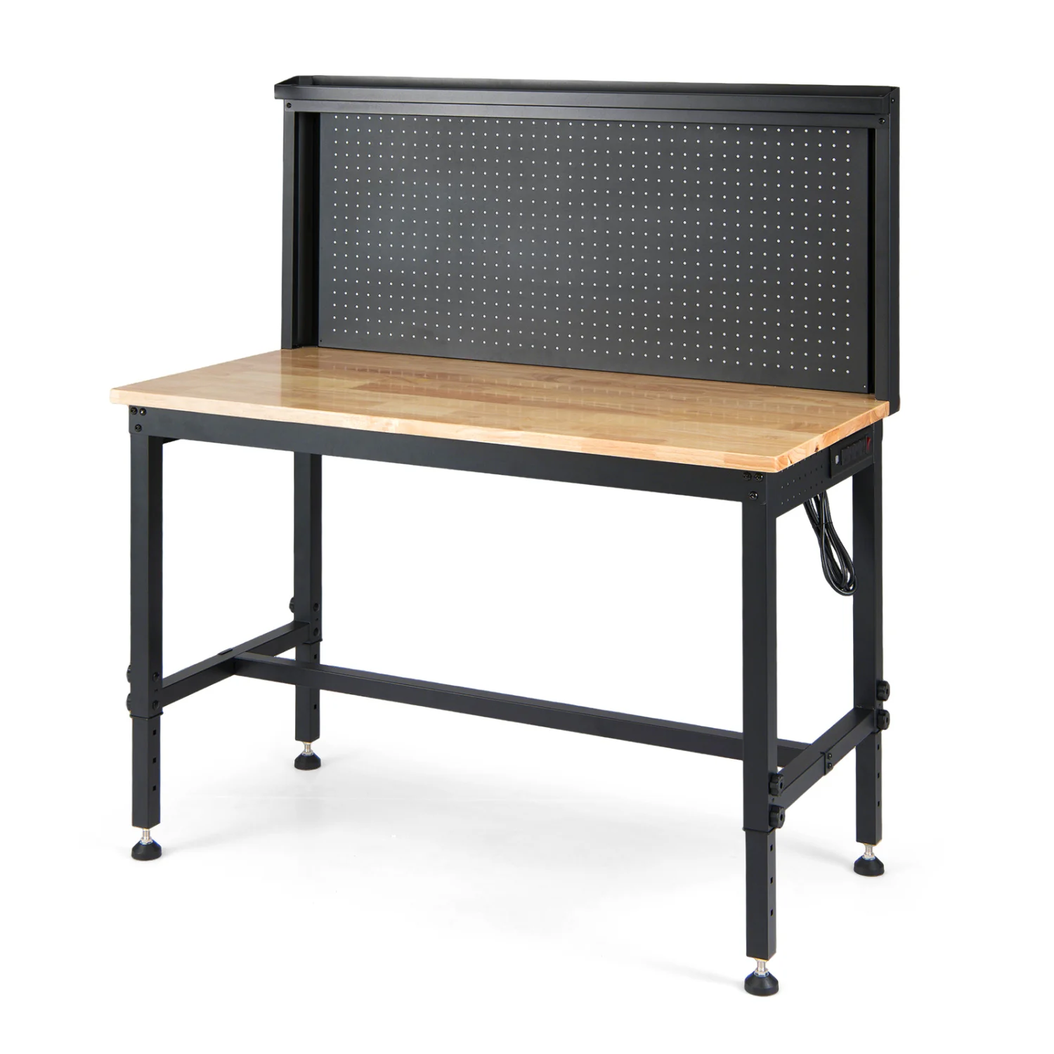 48 Inch Heavy Duty Workbench With AC USB Outlets, Pegboard, Natural