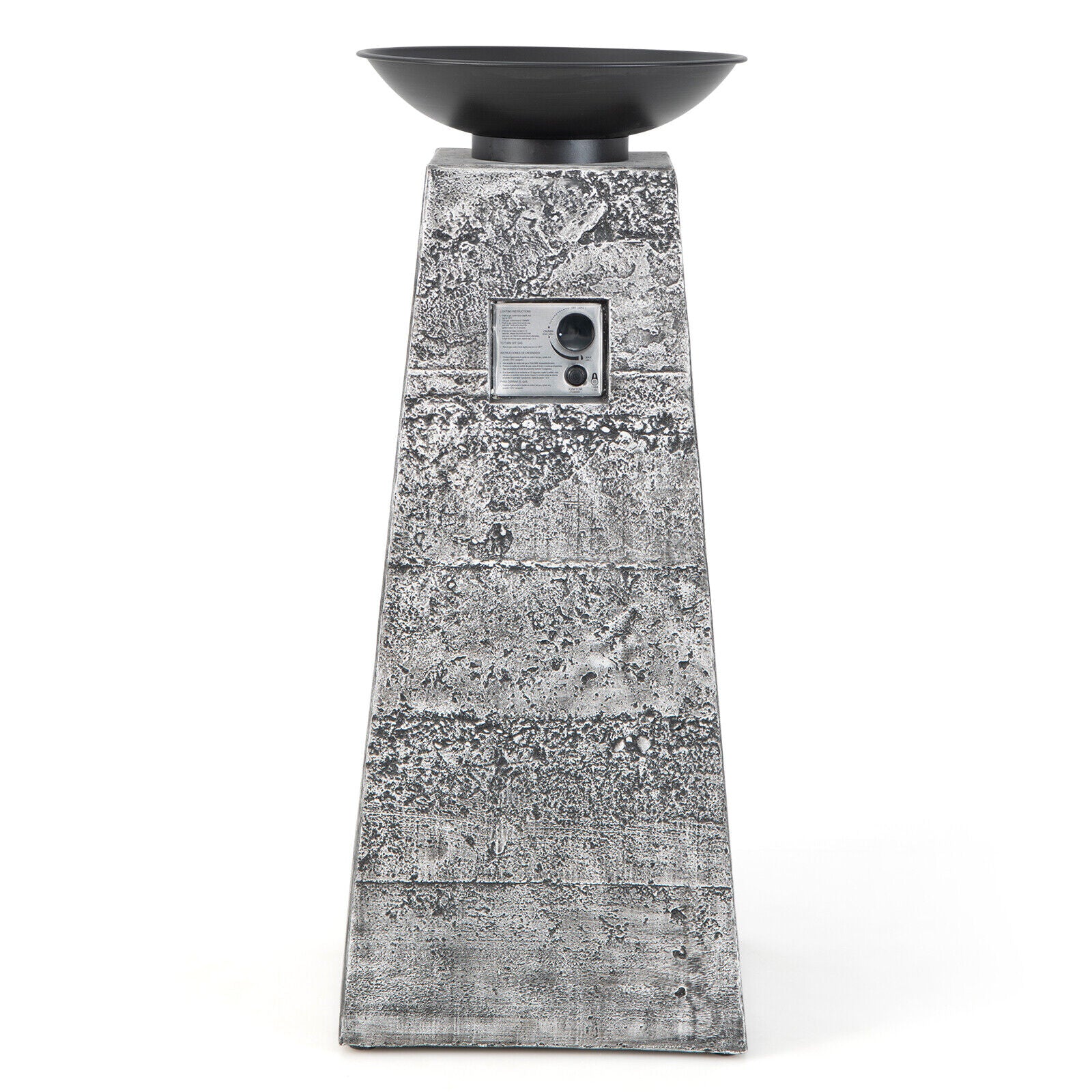 48 Inch Propane Fire Bowl Column, Lava Rocks, PVC Cover, Gray