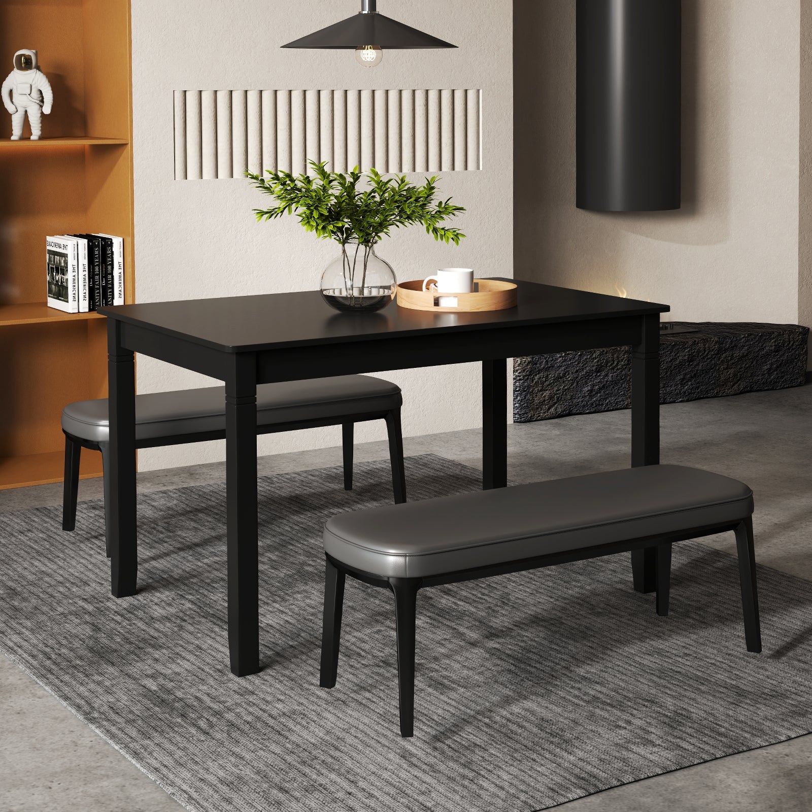 48-Inch Wooden Dining Table For 4, Rectangular Kitchen Table, Black - Image 6