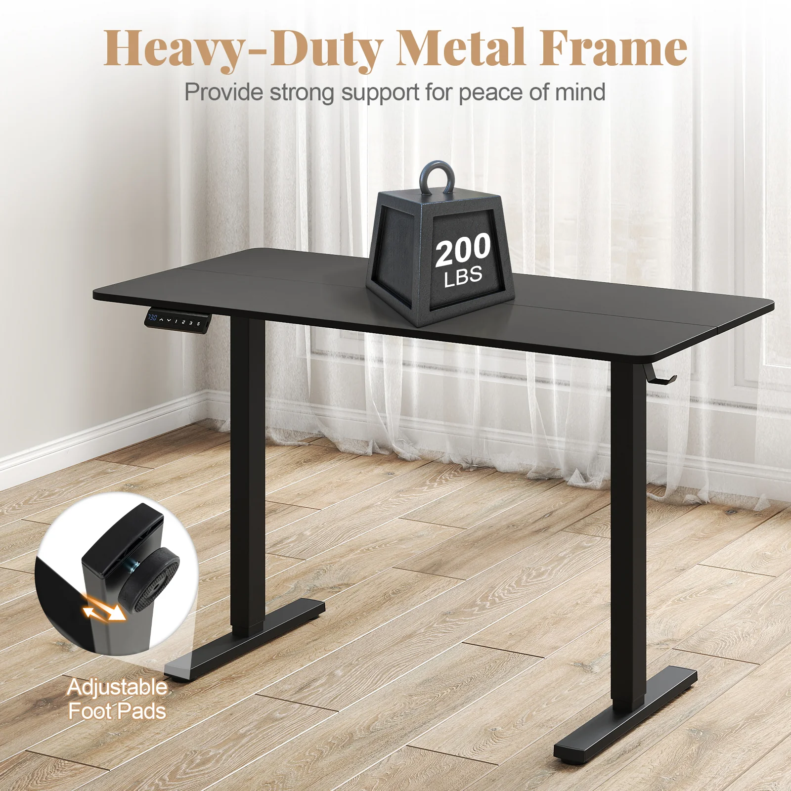 48 Inch x 24 Inch Electric Standing Desk, 3 Memory Settings, Black - Image 10