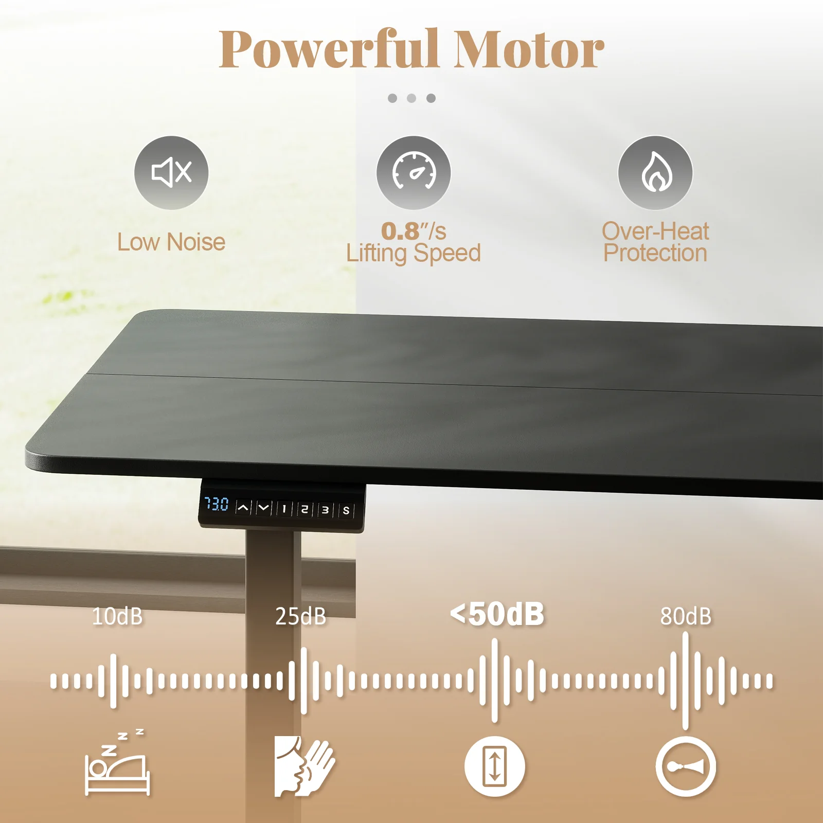 48 Inch x 24 Inch Electric Standing Desk, 3 Memory Settings, Black - Image 9